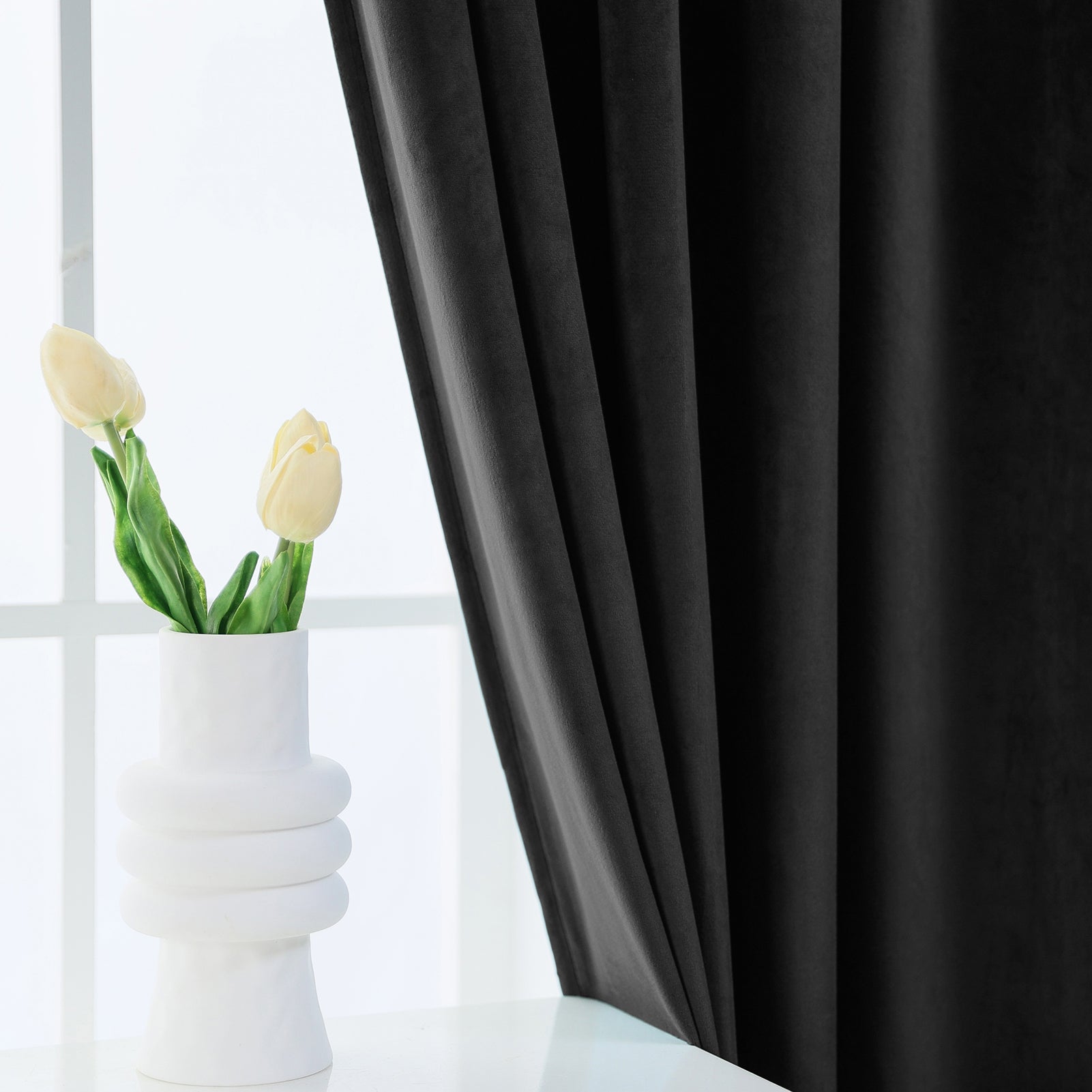 Grommet Velvet Curtains 52" W x 84" L, Black