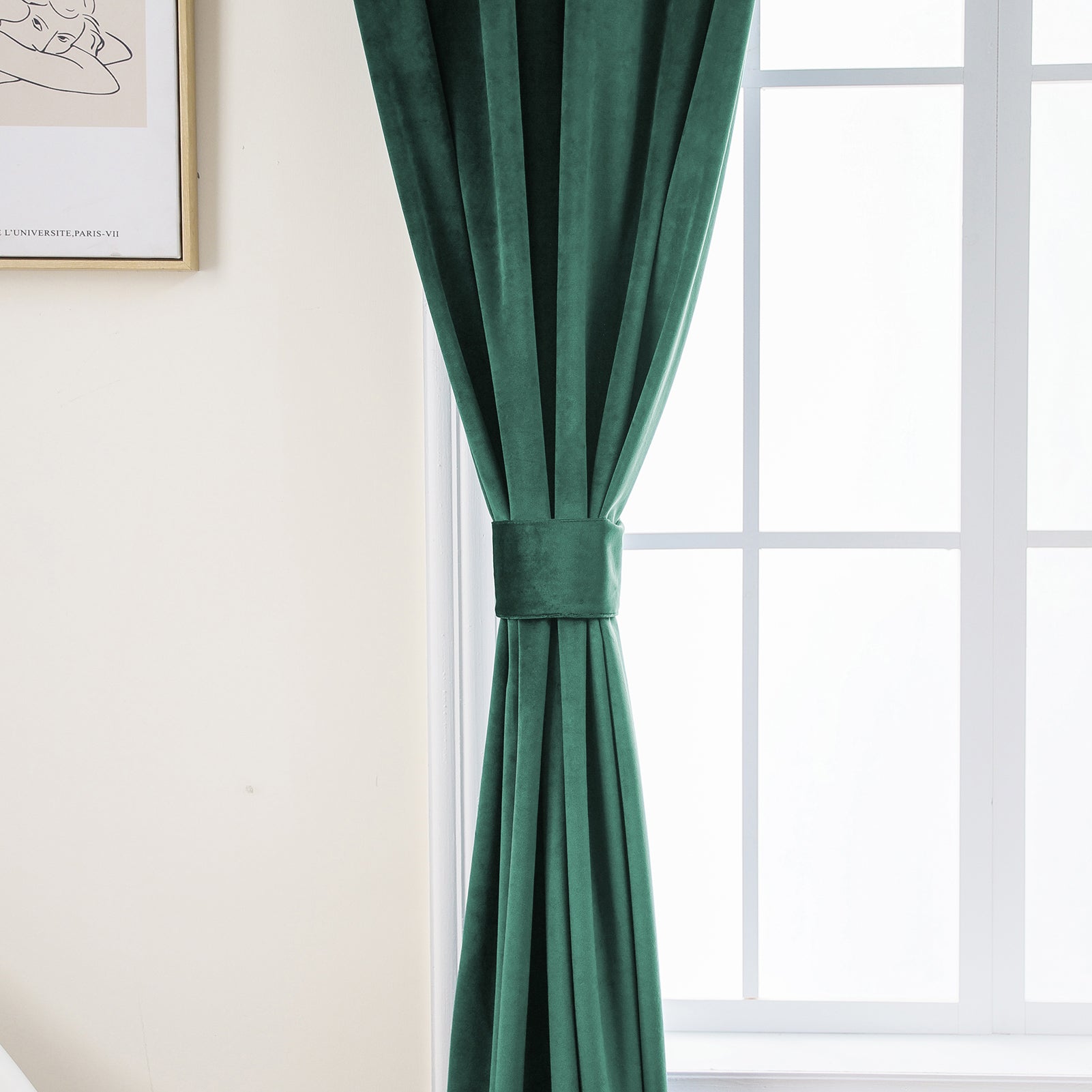 Rod Pocket Velvet Curtains 52" W x 95" L, Dark Green