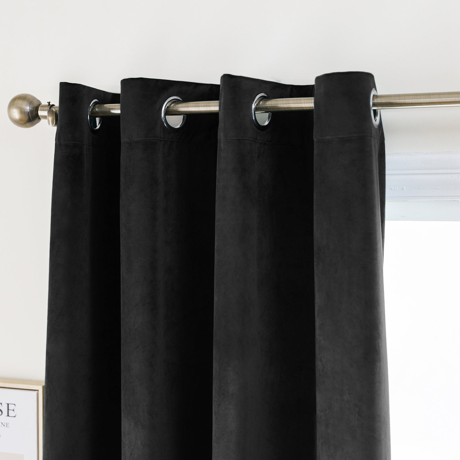 Grommet Velvet Curtains 52" W x 84" L, Black