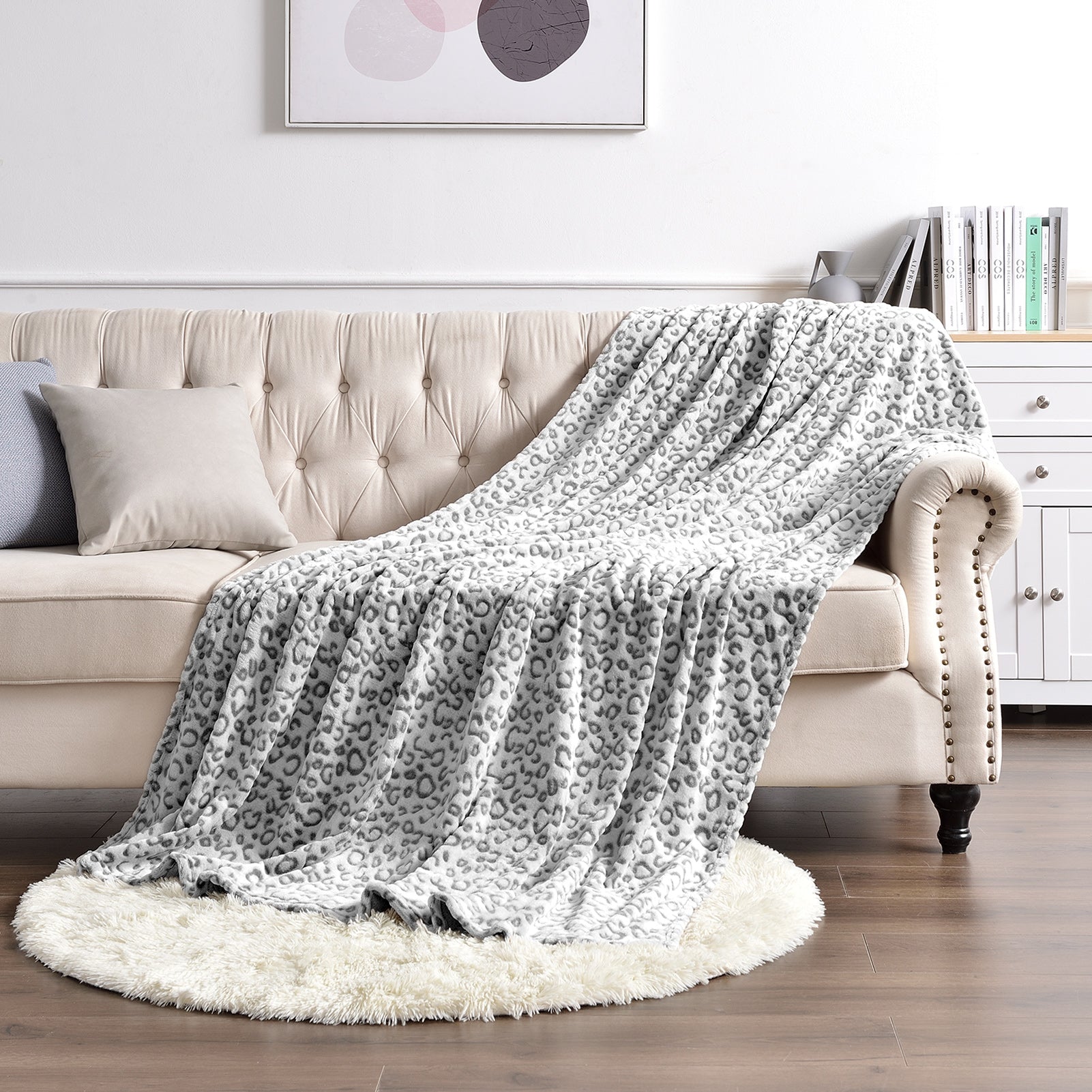 Leopard Throw Blanket, Gray, 50 x 60 inches