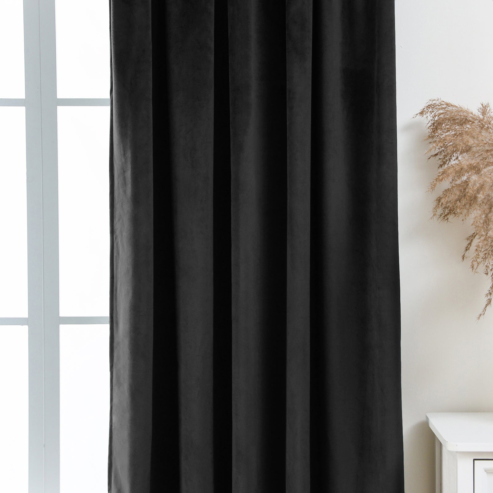 Grommet Velvet Curtains 52" W x 84" L, Black