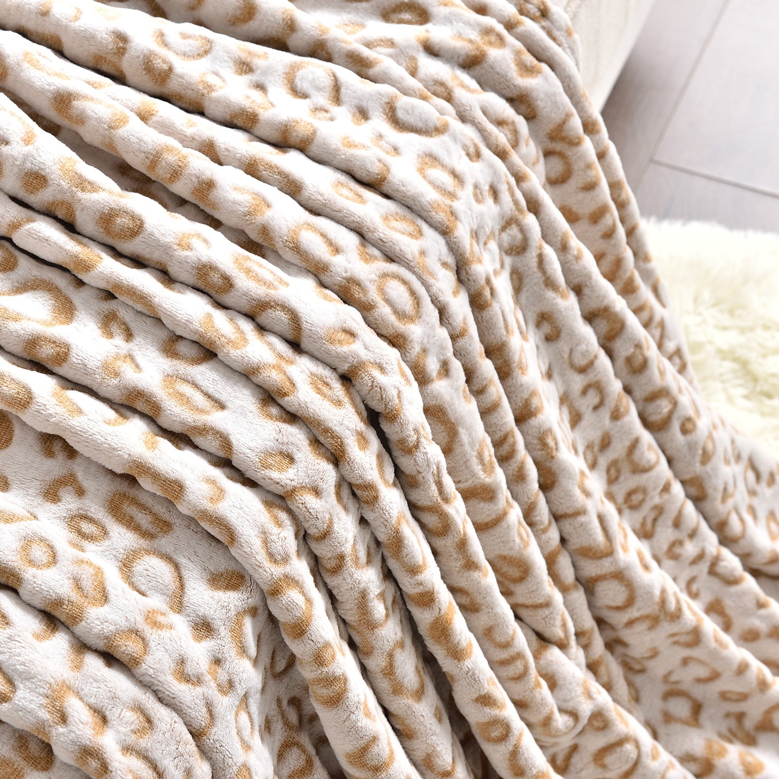 Leopard Throw Blanket, Brown, 50 x 60 inches