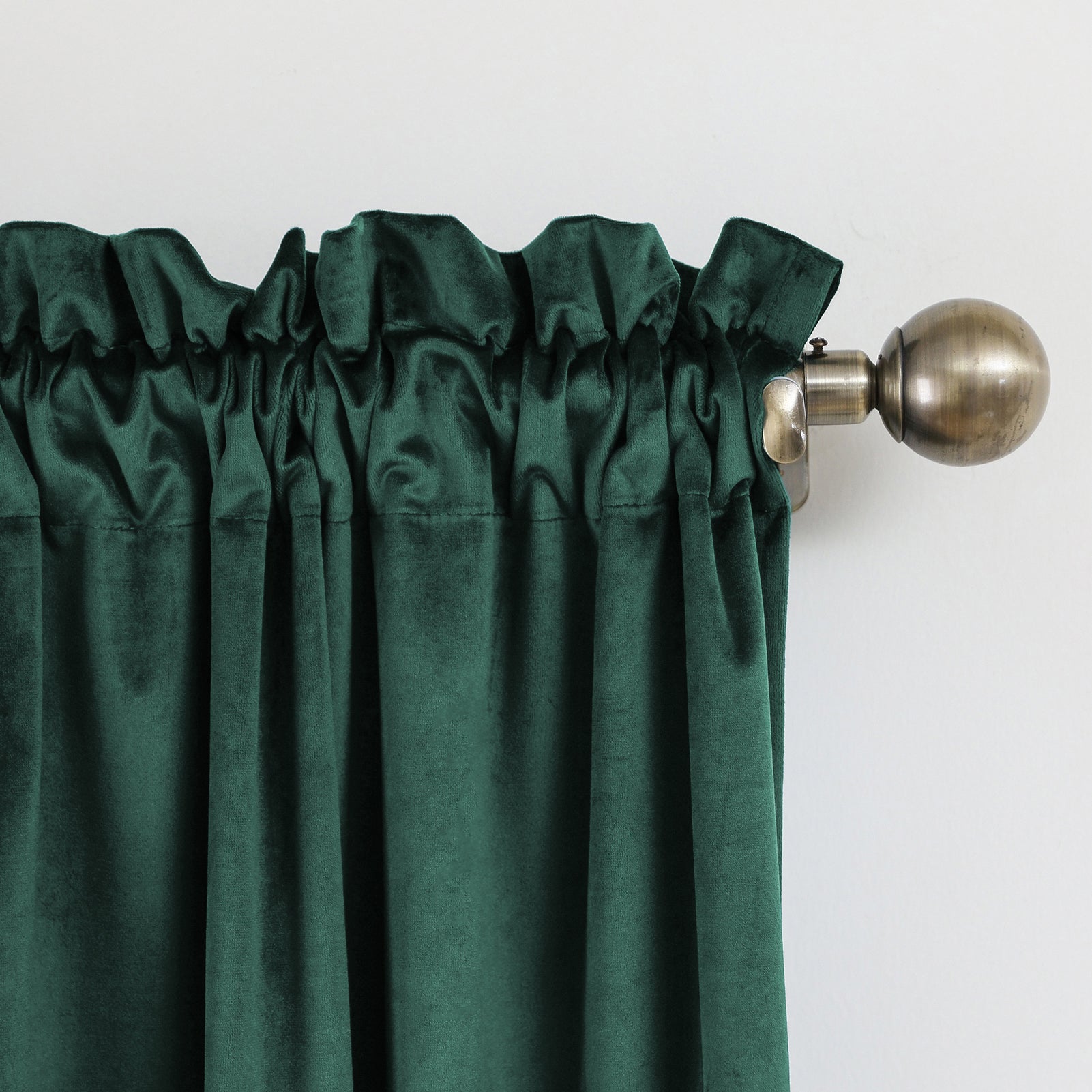 Rod Pocket Velvet Curtains 52" W x 95" L, Dark Green