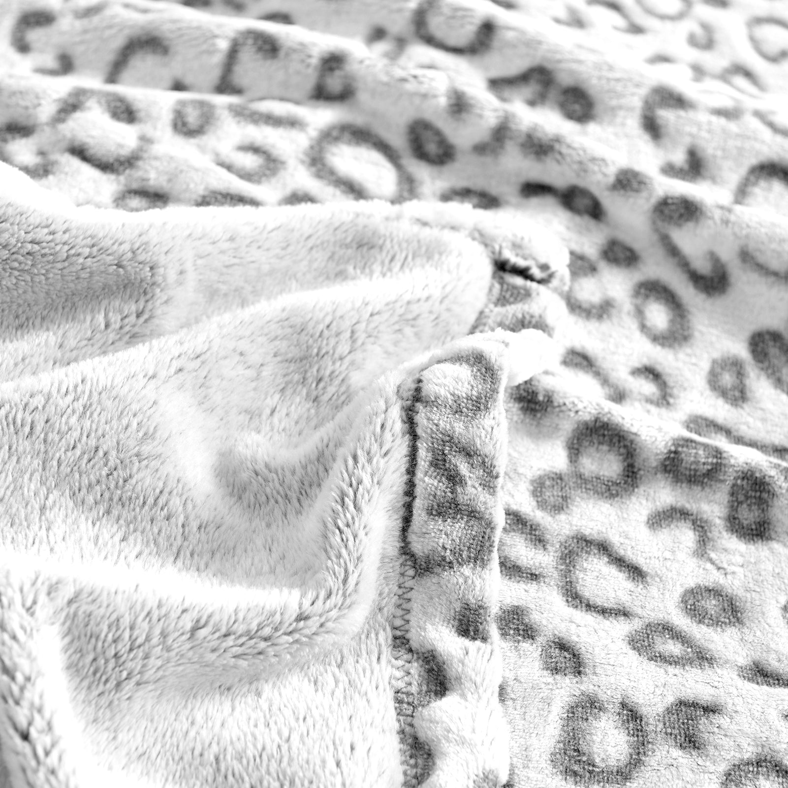 Leopard Throw Blanket, Gray, 50 x 60 inches