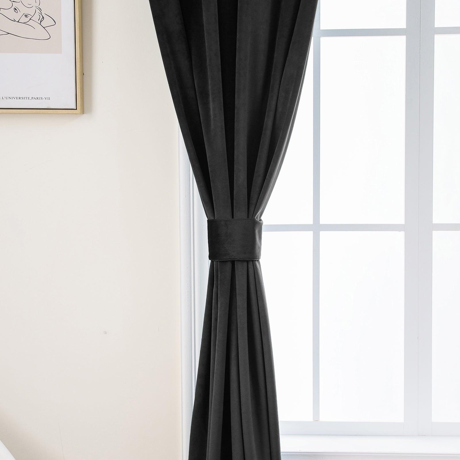 Grommet Velvet Curtains 52" W x 84" L, Black