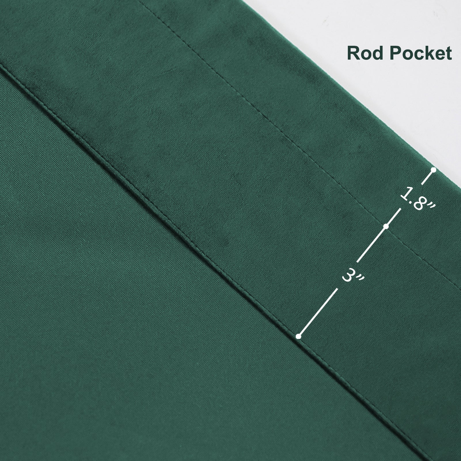 Rod Pocket Velvet Curtains 52" W x 95" L, Dark Green