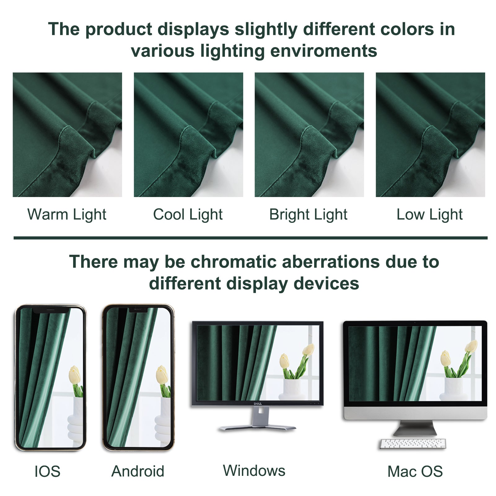 Rod Pocket Velvet Curtains 52" W x 95" L, Dark Green