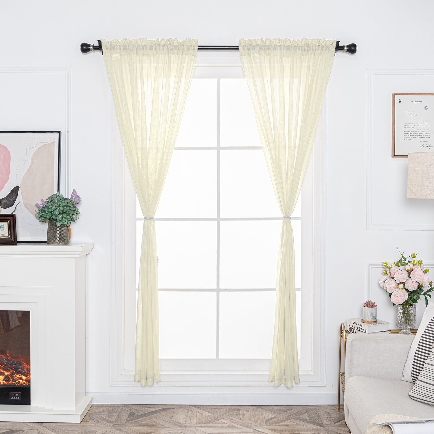 Soild Color Sheer Curtain Panel - Rod Pocket