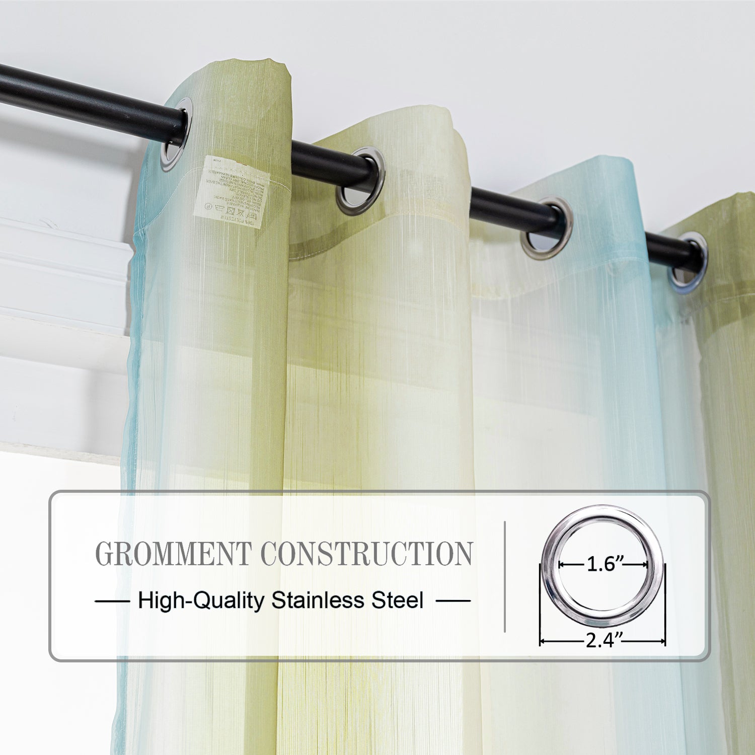 Ombre Sheer Curtain Panel - Grommet