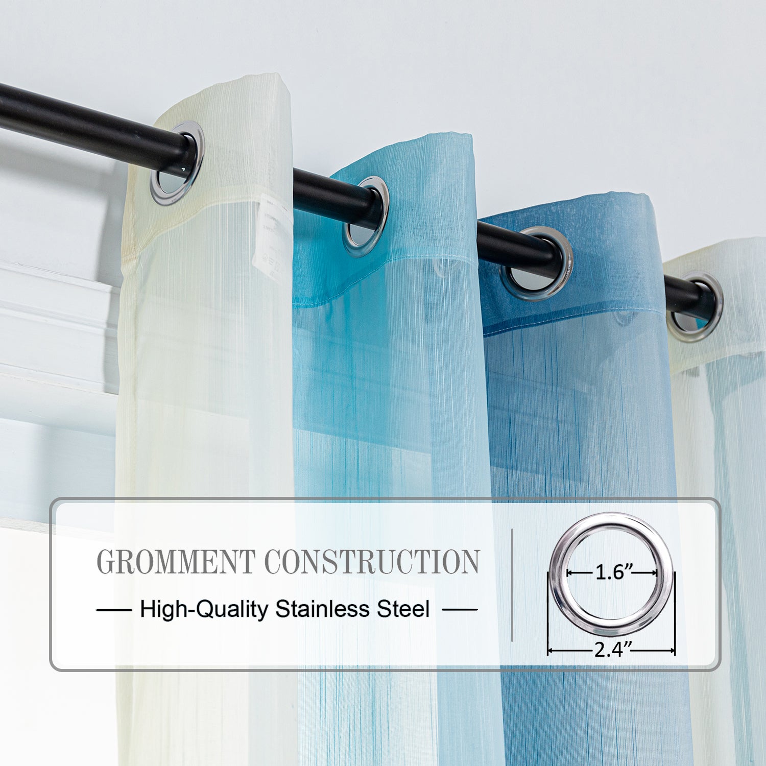 Ombre Sheer Curtain Panel - Grommet