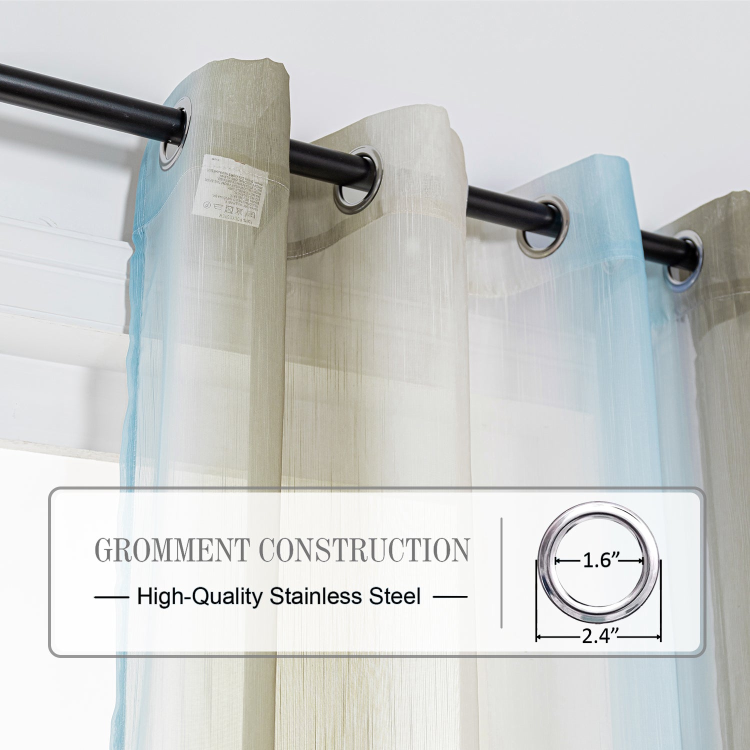 Ombre Sheer Curtain Panel - Grommet