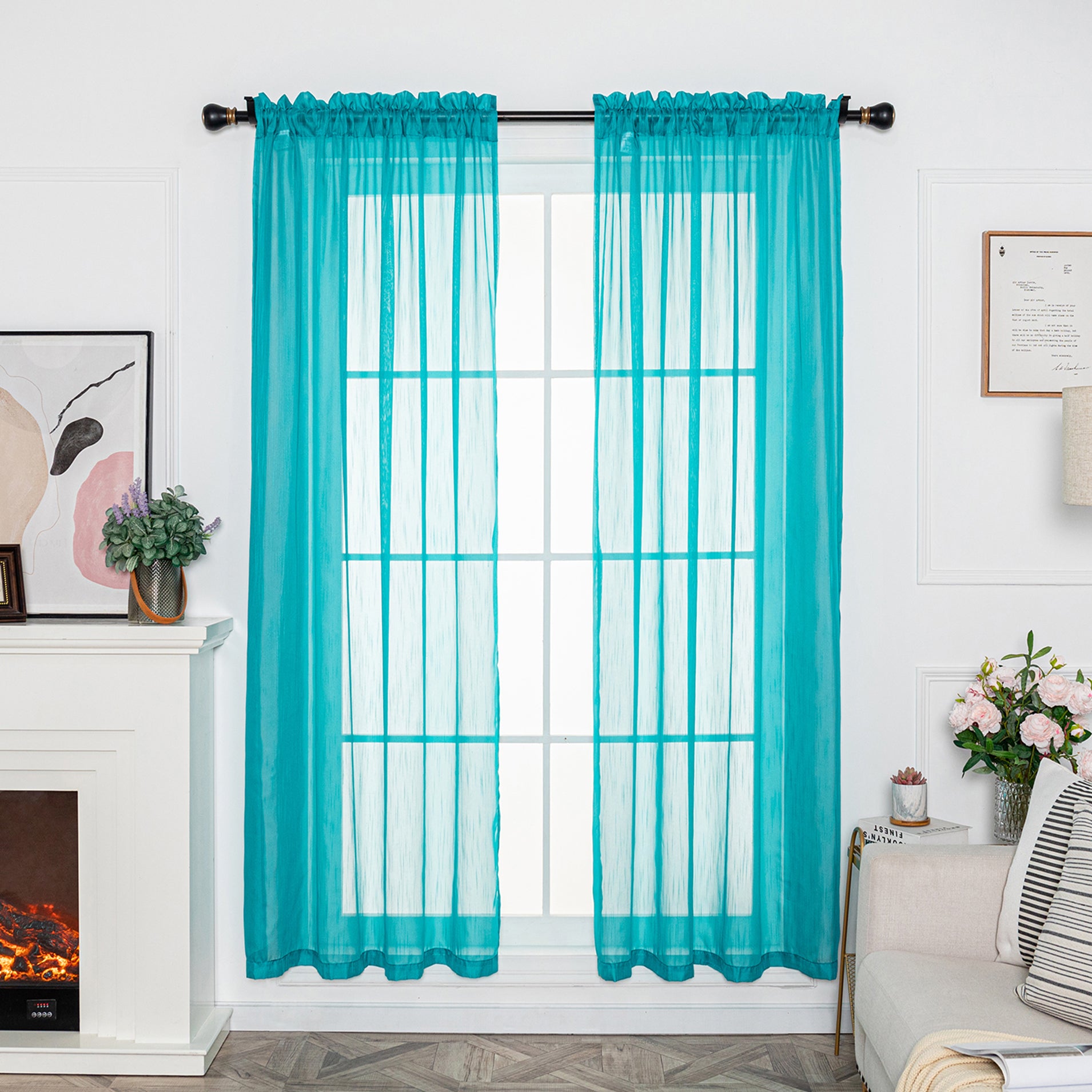 Soild Color Sheer Curtain Panel - Rod Pocket