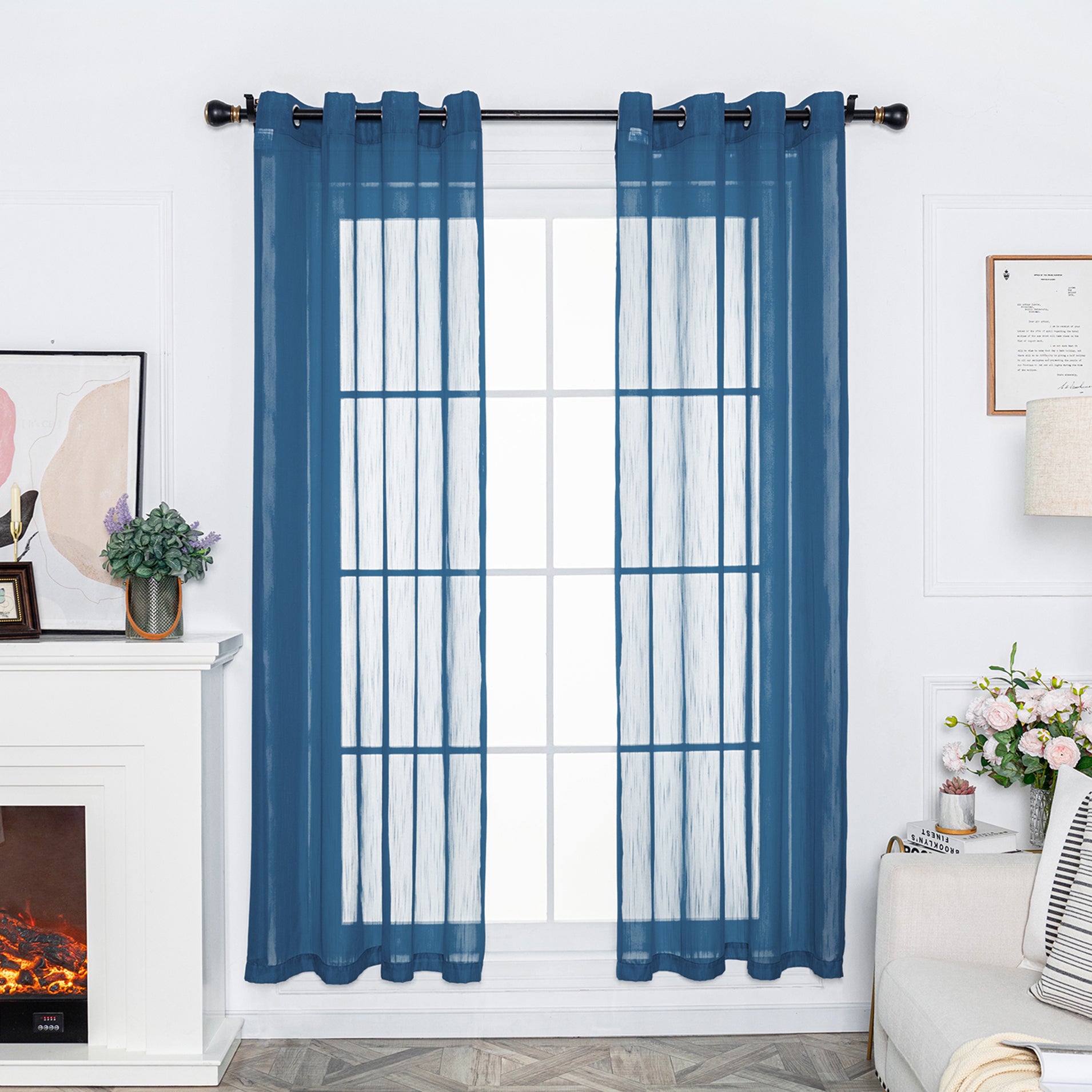 Soild Color Sheer Curtain Panel - Grommet