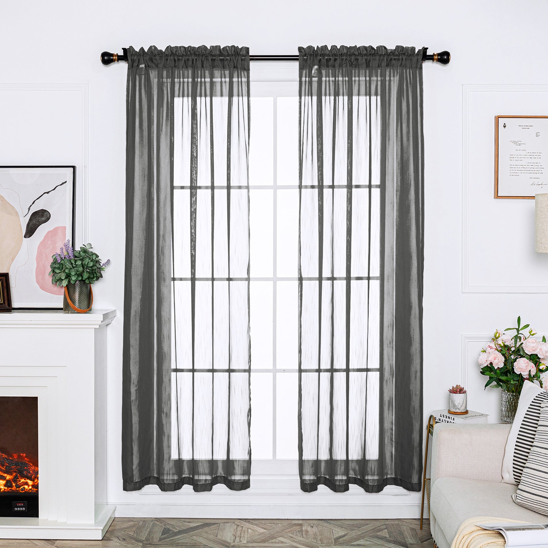 Soild Color Sheer Curtain Panel - Rod Pocket