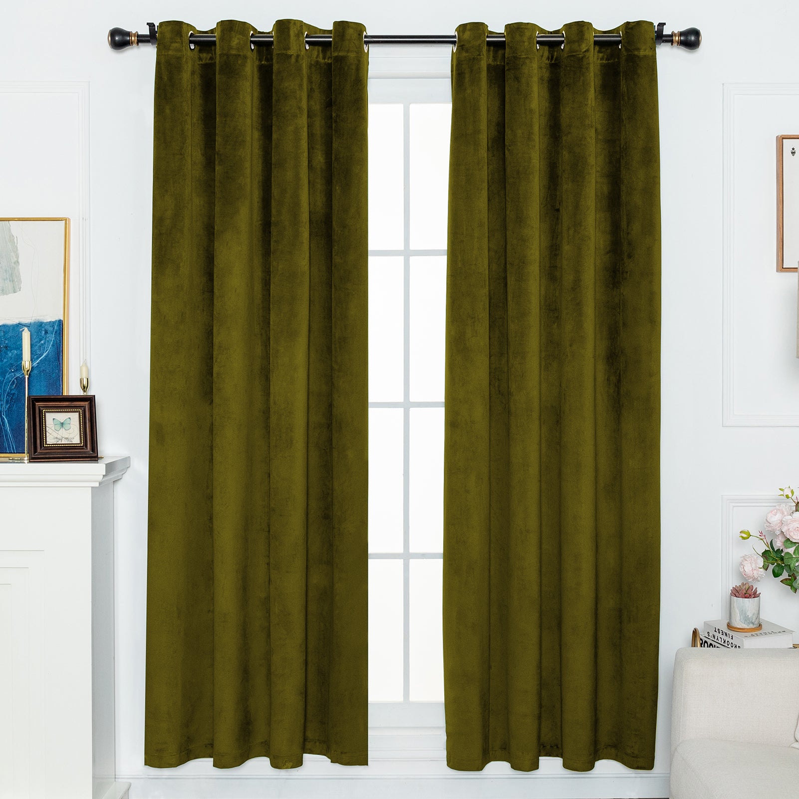 Solid Color Blackout Velvet Curtain Panel - Grommet