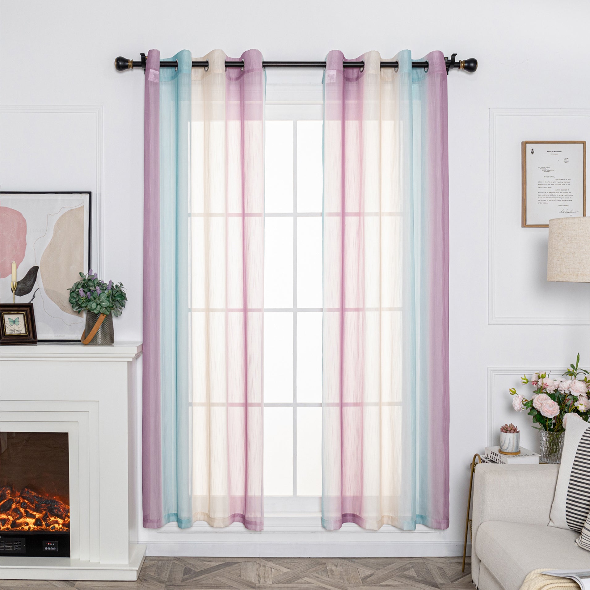 Ombre Sheer Curtain Panel - Grommet