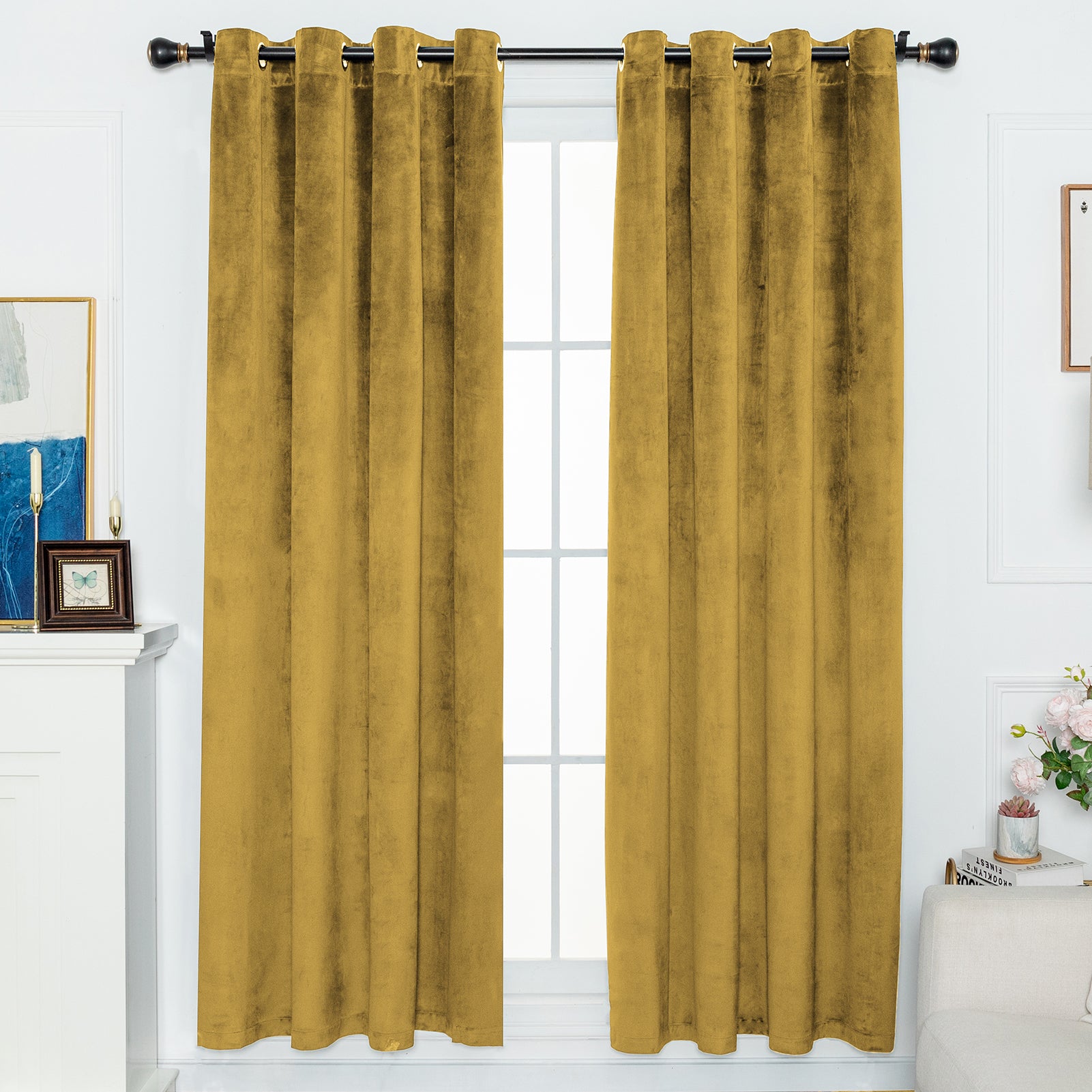 Solid Color Blackout Velvet Curtain Panel - Grommet