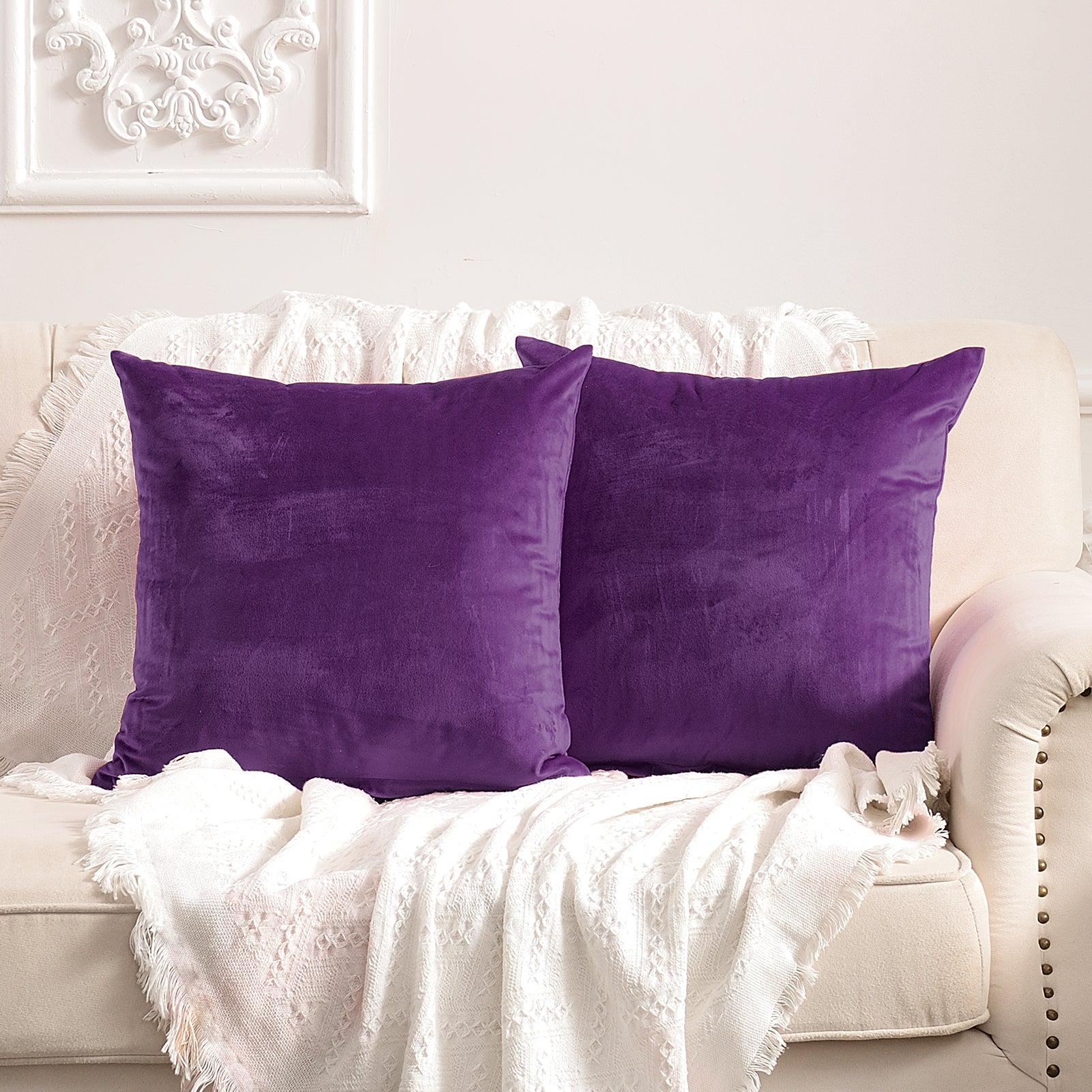 Velvet Throw Pillow Cover - Soild Color