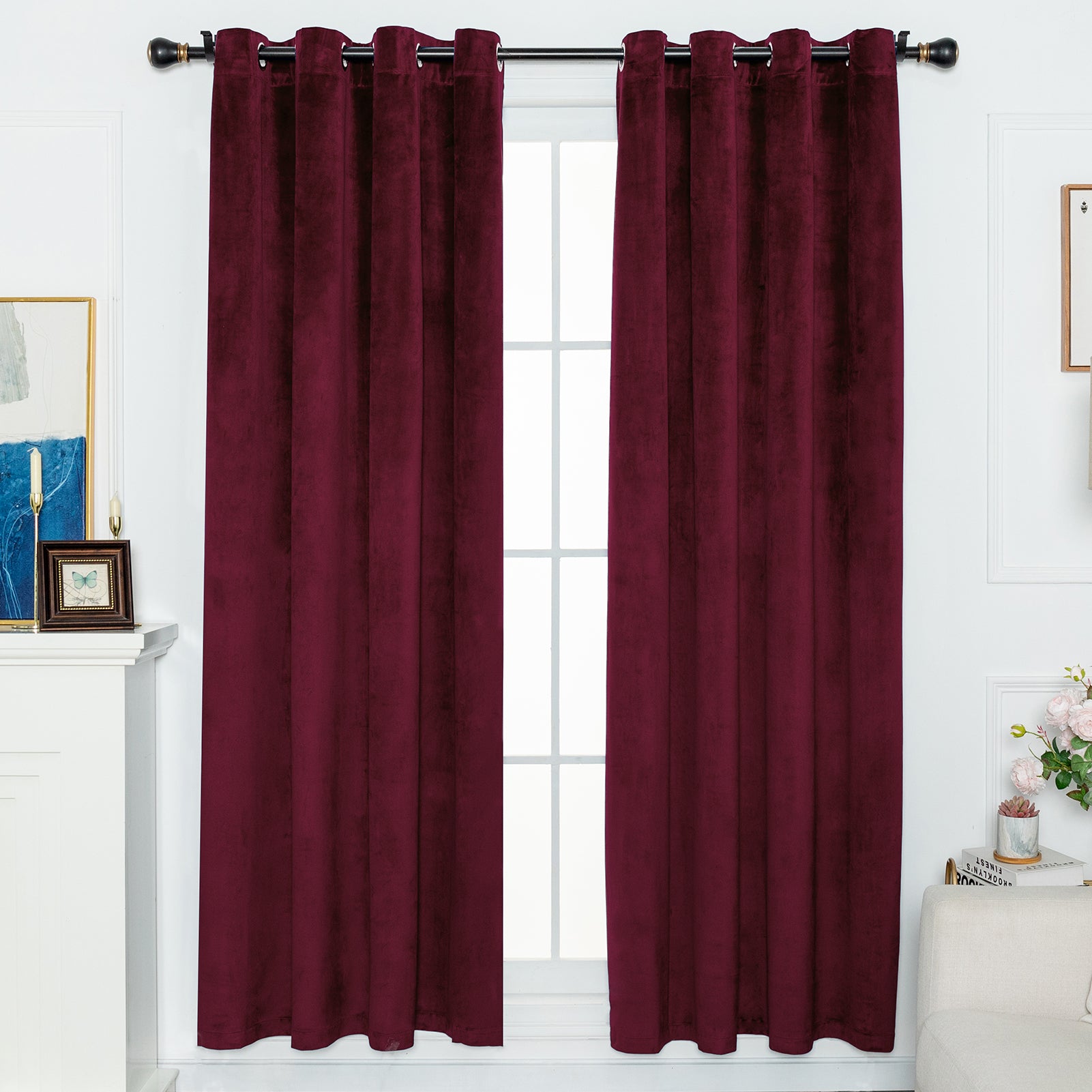 Solid Color Blackout Velvet Curtain Panel - Grommet