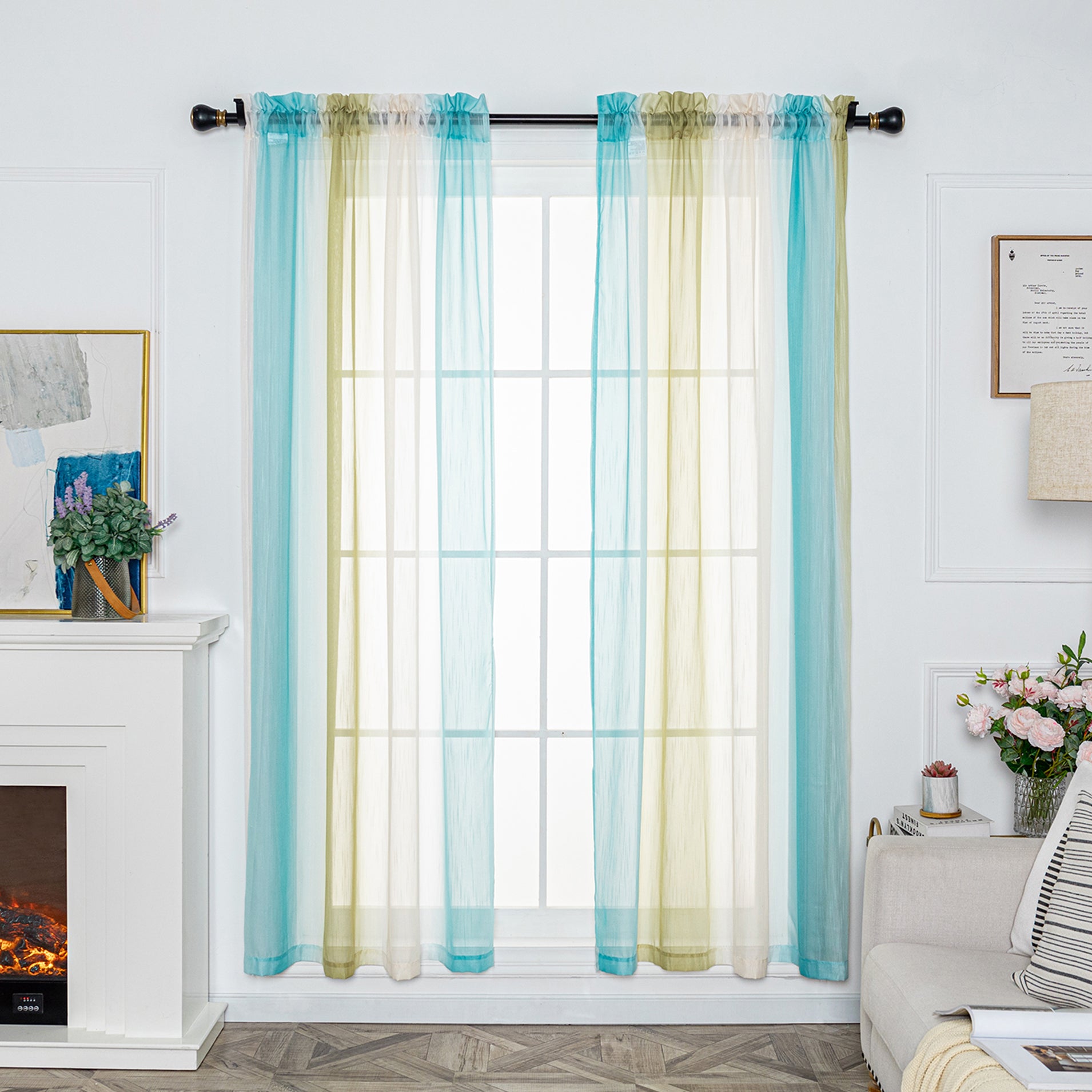 Ombre Sheer Curtain Panel - Rod Pocket