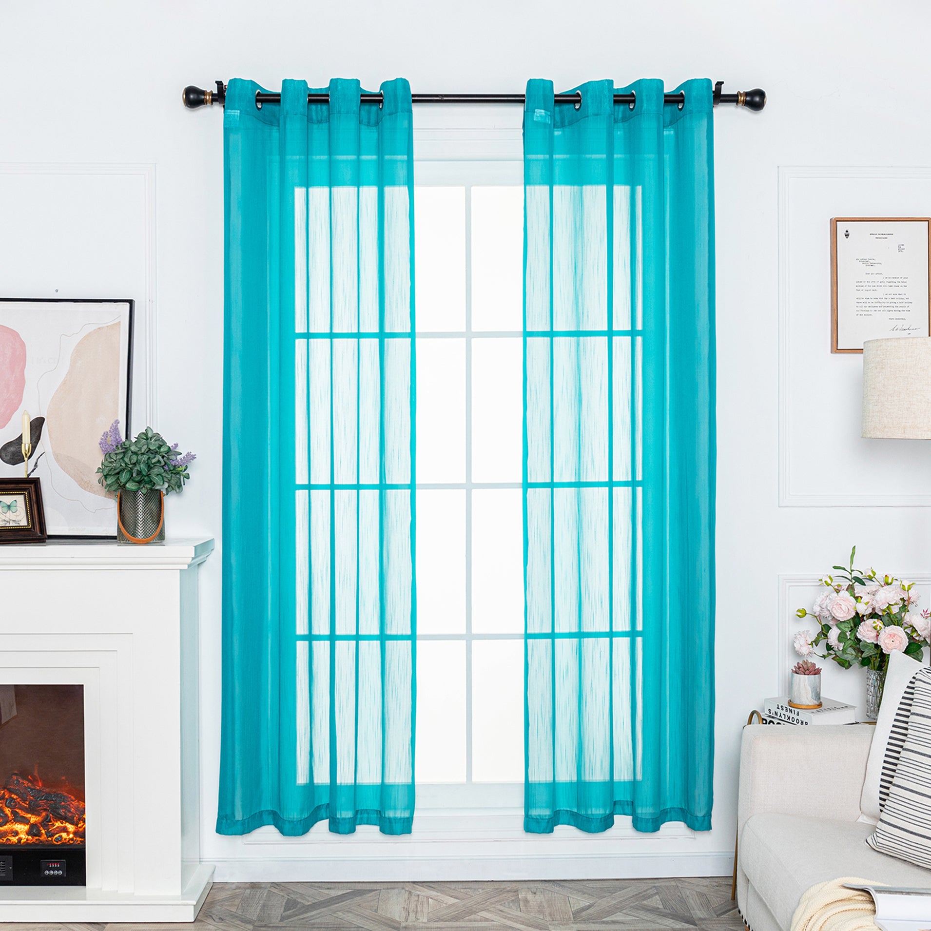 Soild Color Sheer Curtain Panel - Grommet