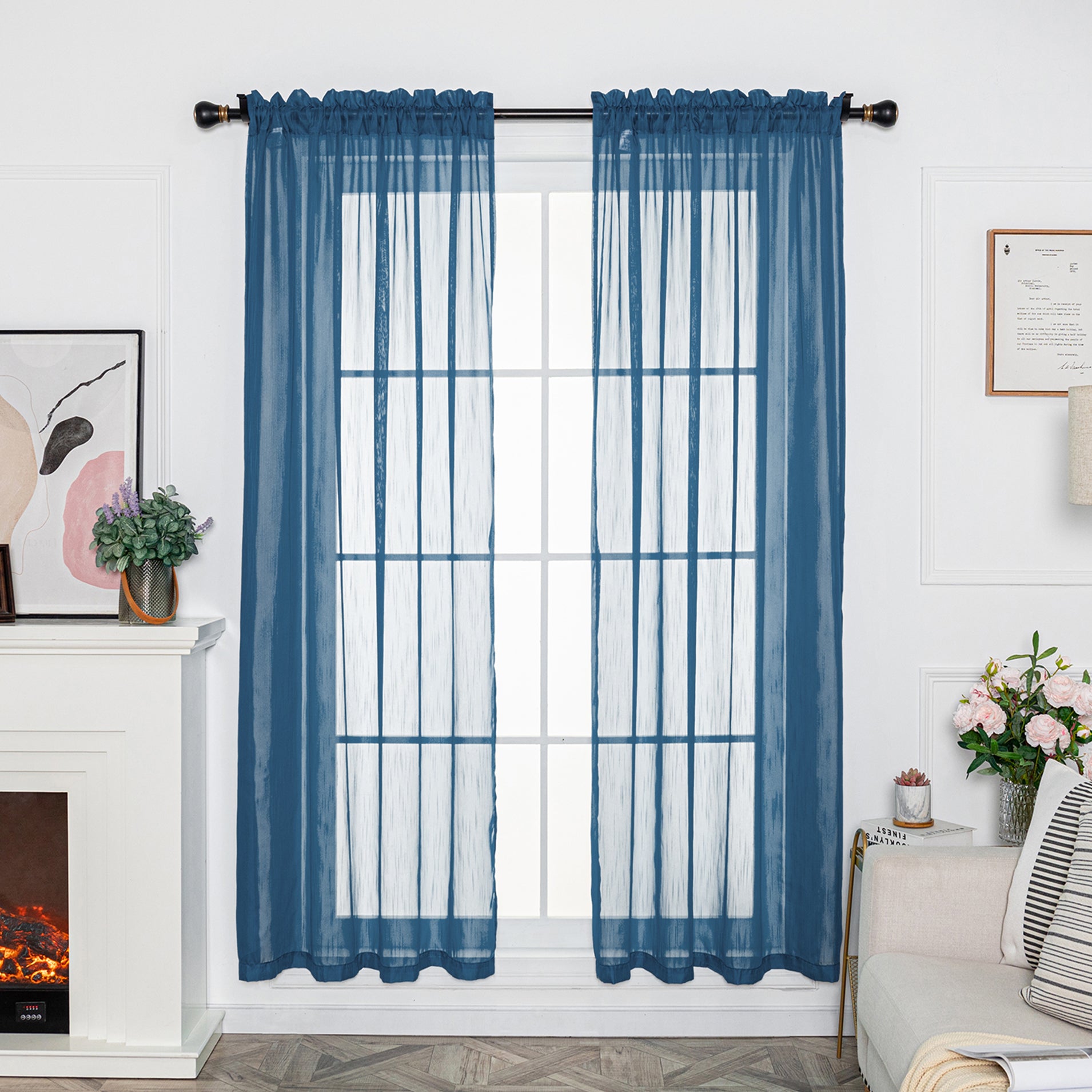 Soild Color Sheer Curtain Panel - Rod Pocket