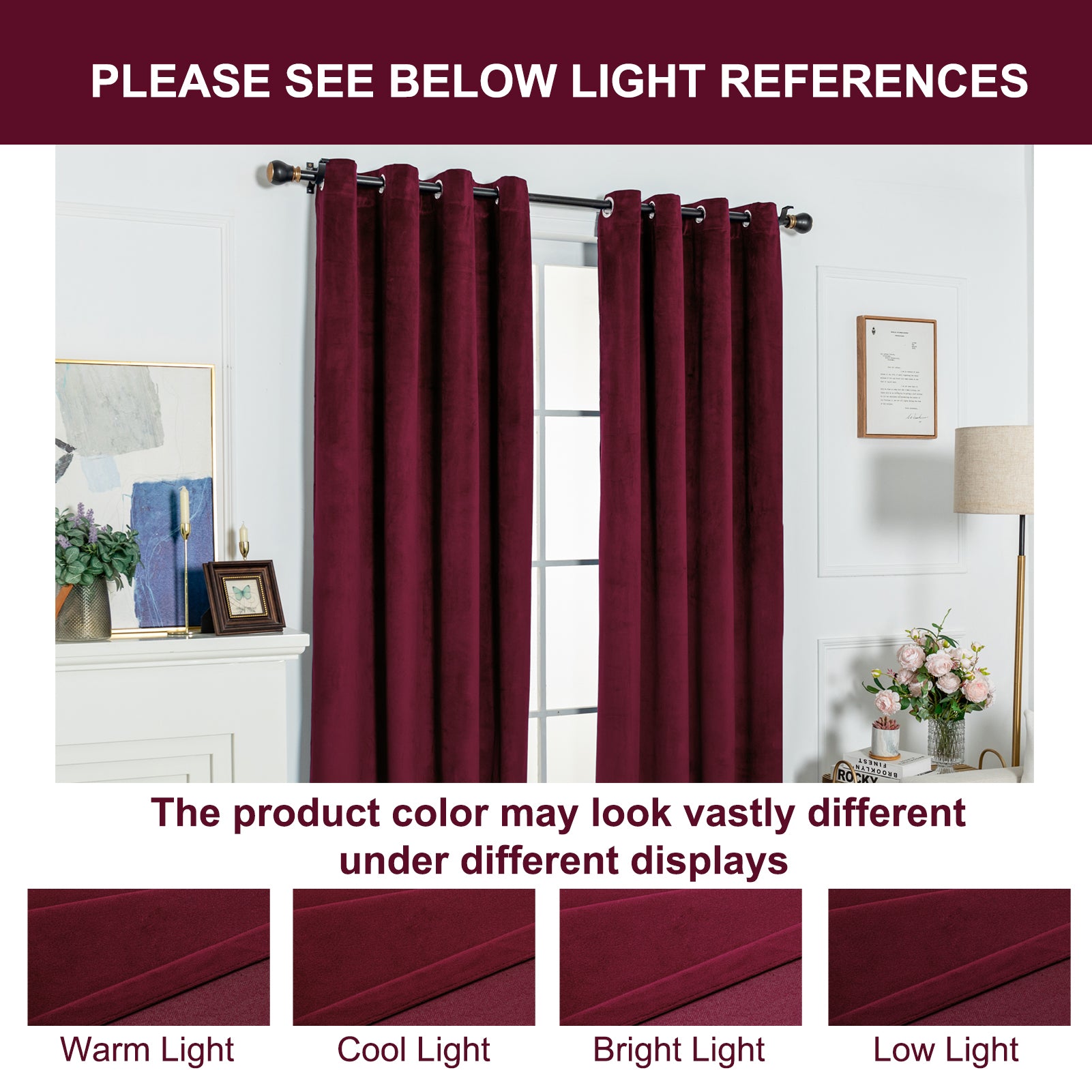 Solid Color Blackout Velvet Curtain Panel - Grommet