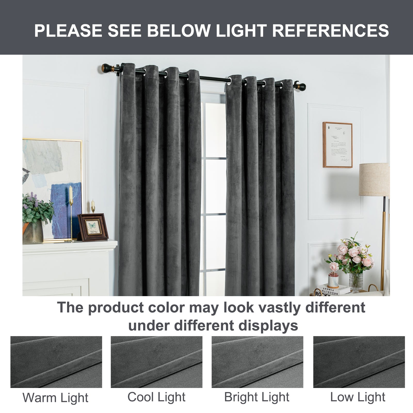 Solid Color Blackout Velvet Curtain Panel - Grommet