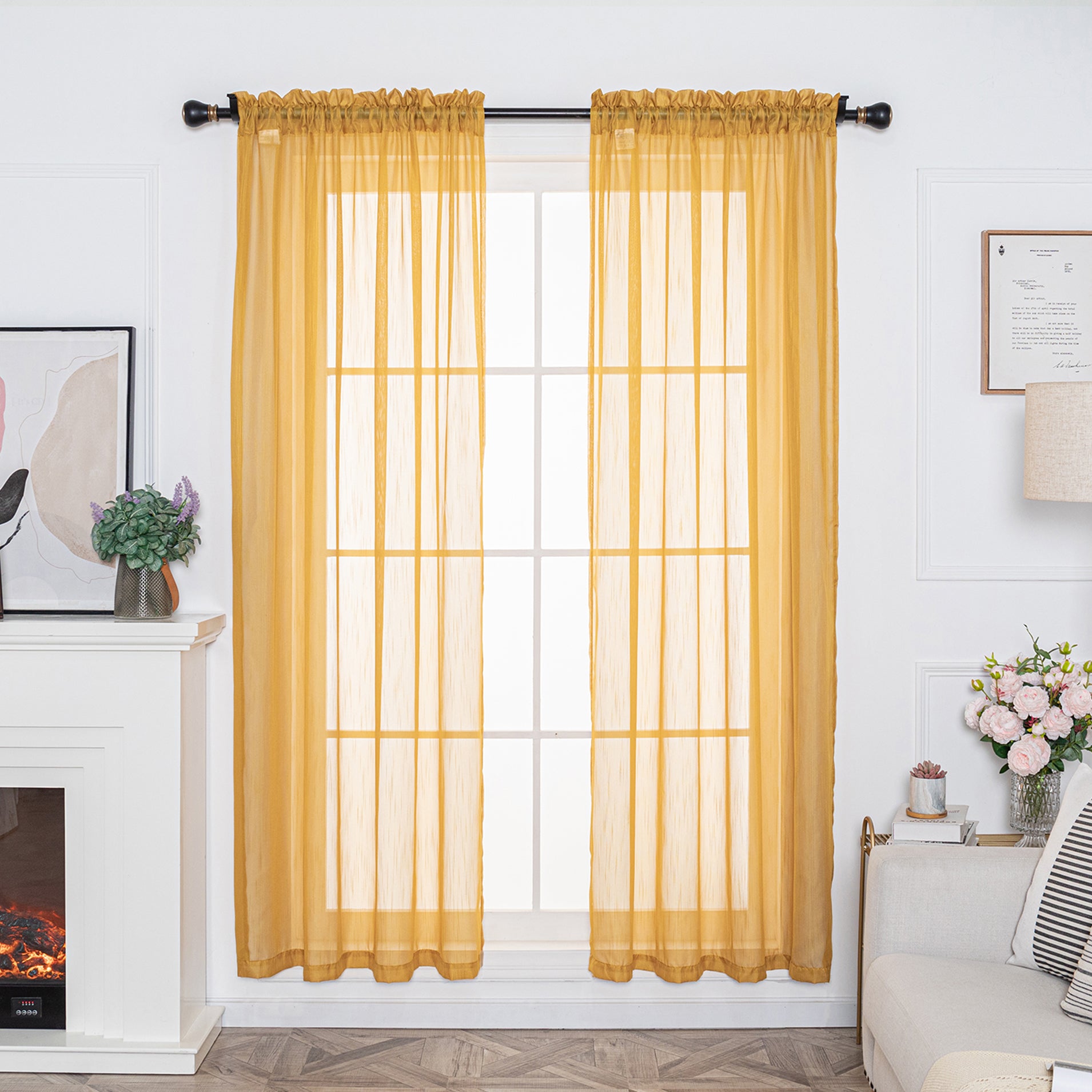 Soild Color Sheer Curtain Panel - Rod Pocket