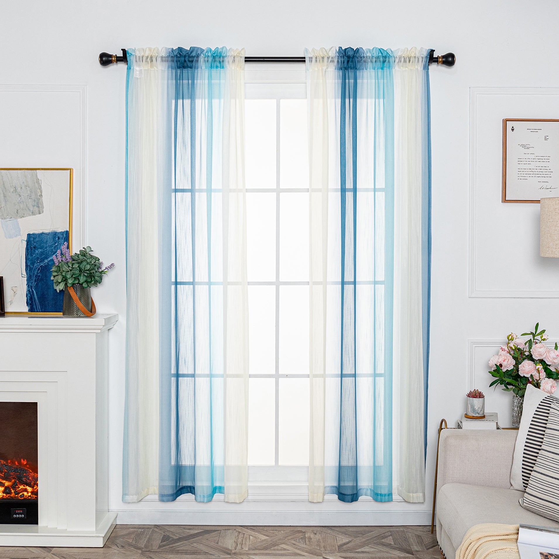 Ombre Sheer Curtain Panel - Rod Pocket