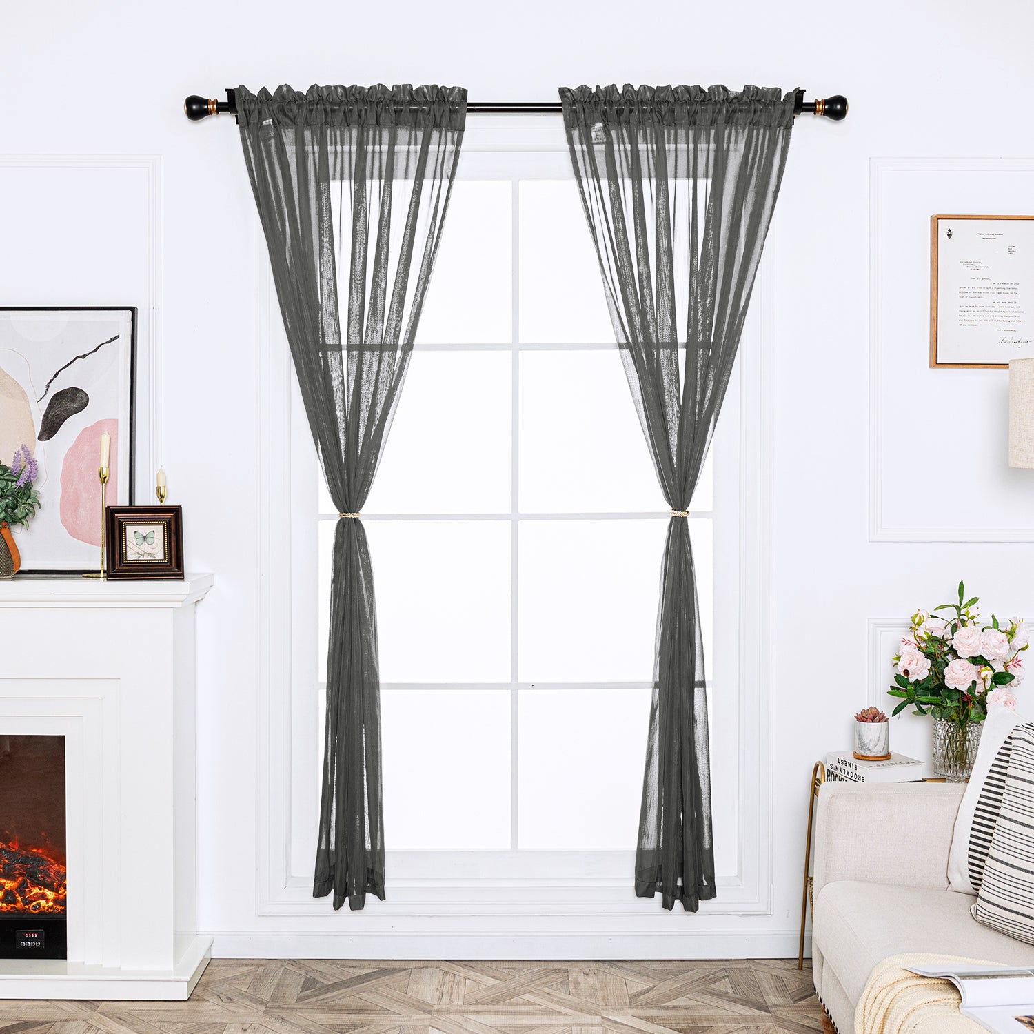 Soild Color Sheer Curtain Panel - Rod Pocket