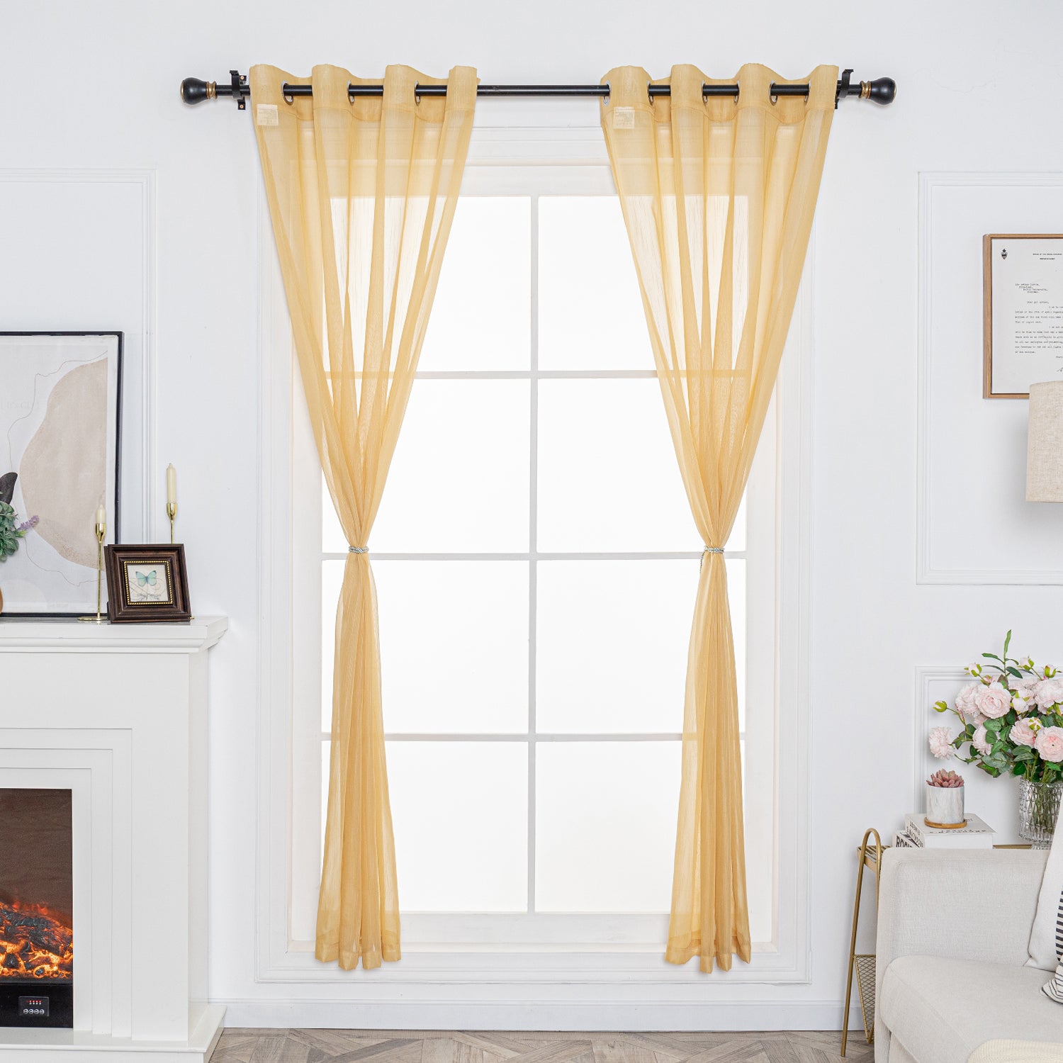 Soild Color Sheer Curtain Panel - Grommet