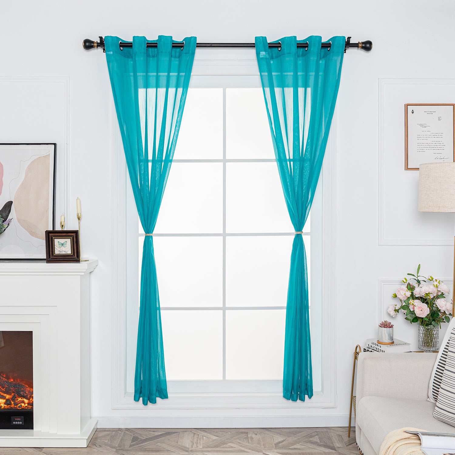 Soild Color Sheer Curtain Panel - Grommet