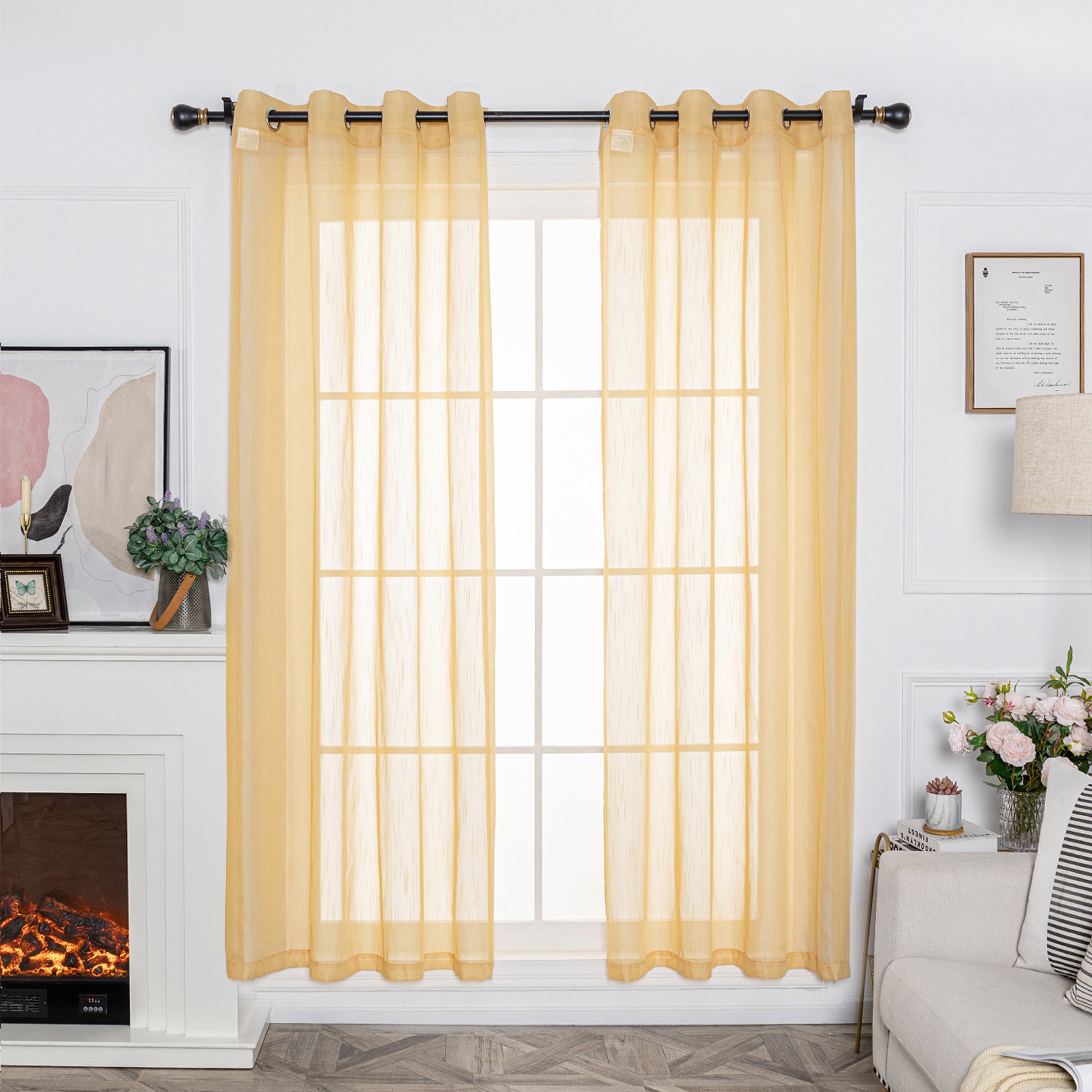 Soild Color Sheer Curtain Panel - Grommet