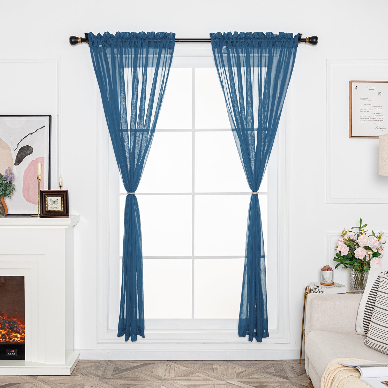 Soild Color Sheer Curtain Panel - Rod Pocket