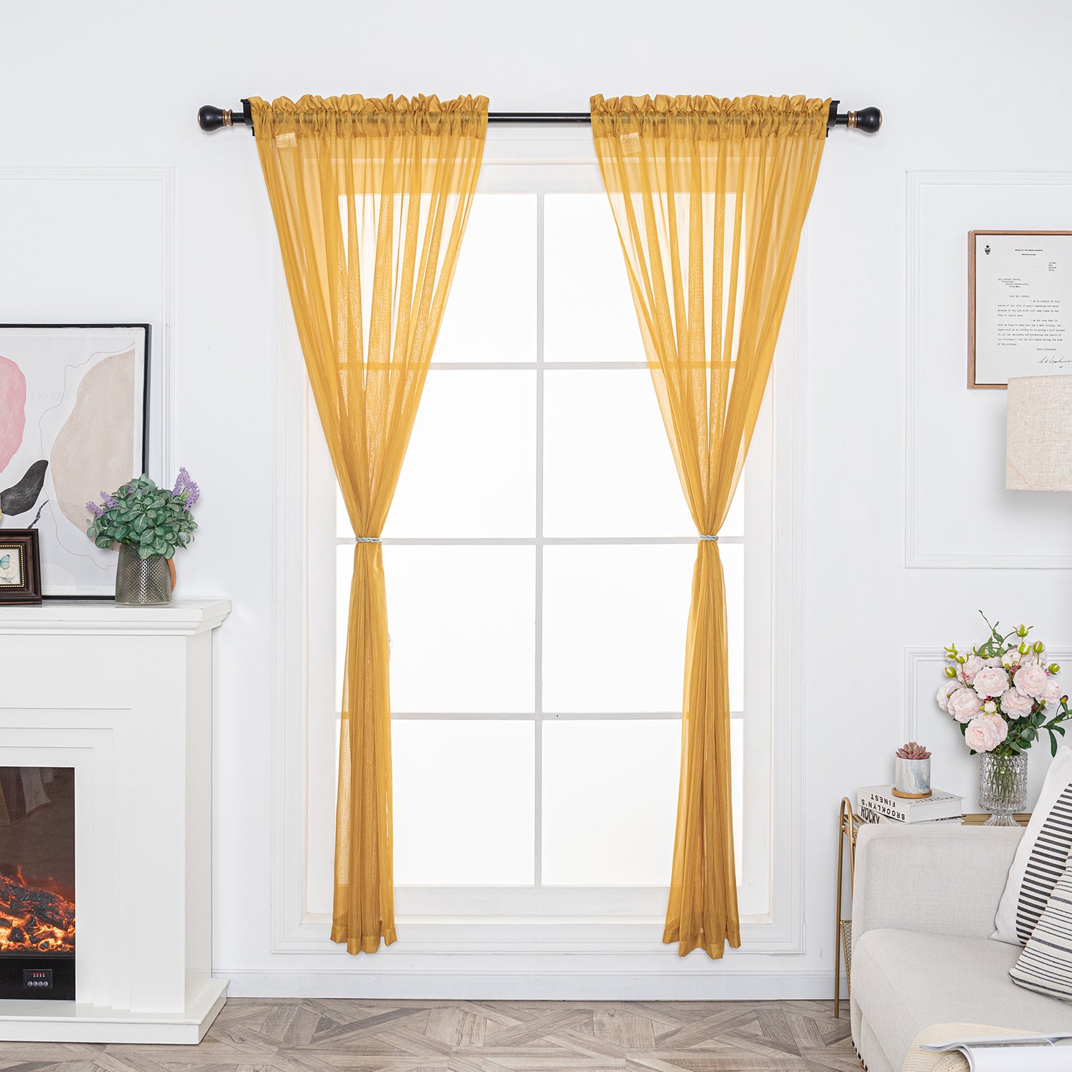 Soild Color Sheer Curtain Panel - Rod Pocket