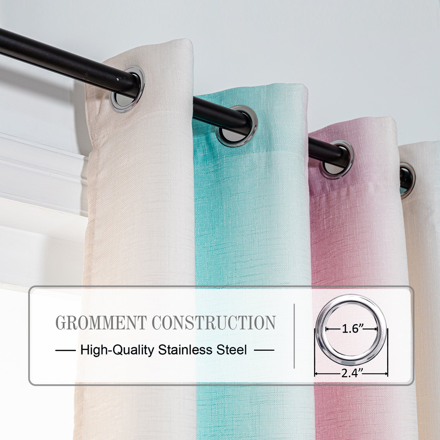 Multicolor Gradient Curtain Panel - Grommet