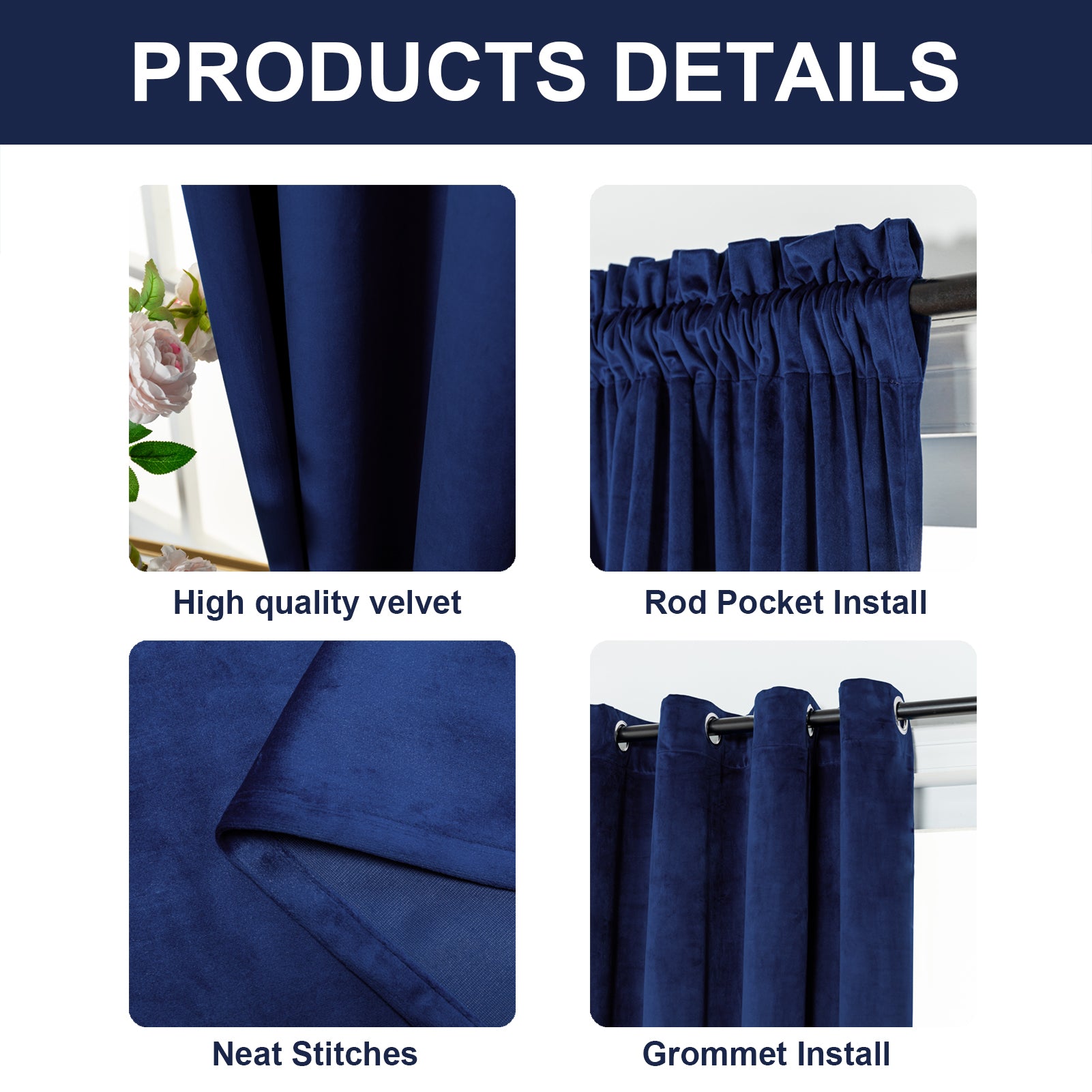 Solid Color Blackout Velvet Curtain Panel - Grommet