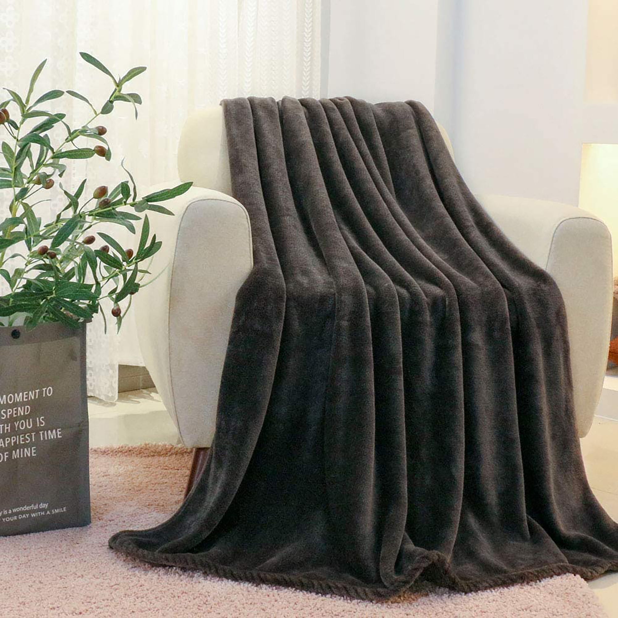 Flannel Fleece Throw Blanket - Soild Color