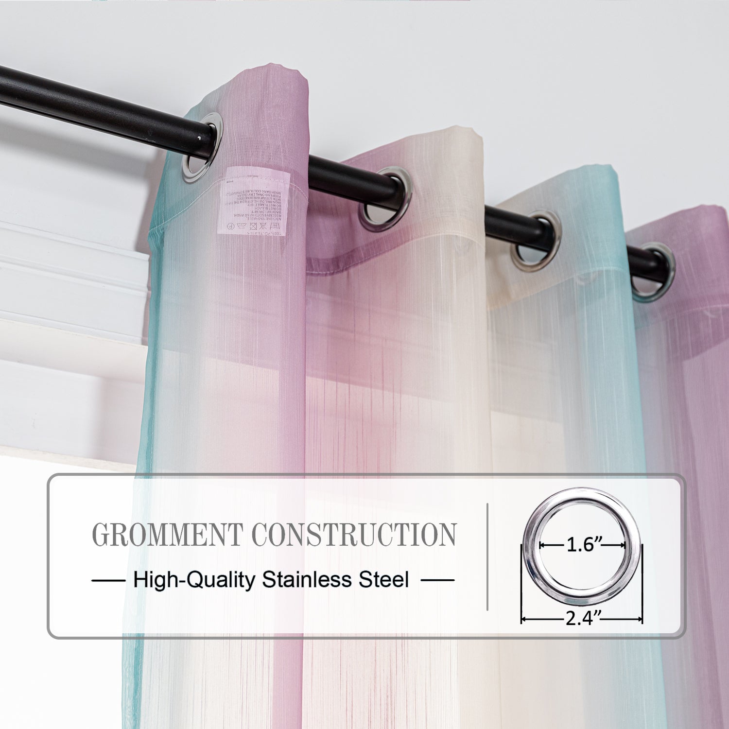 Ombre Sheer Curtain Panel - Grommet