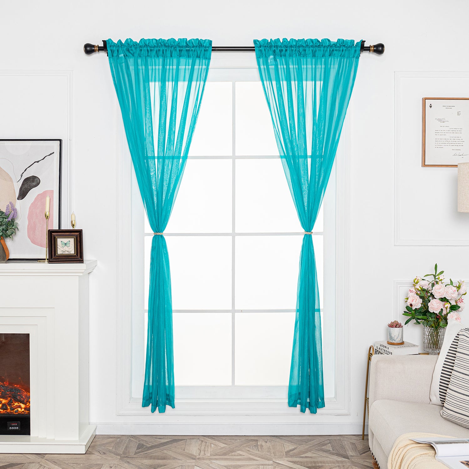 Soild Color Sheer Curtain Panel - Rod Pocket