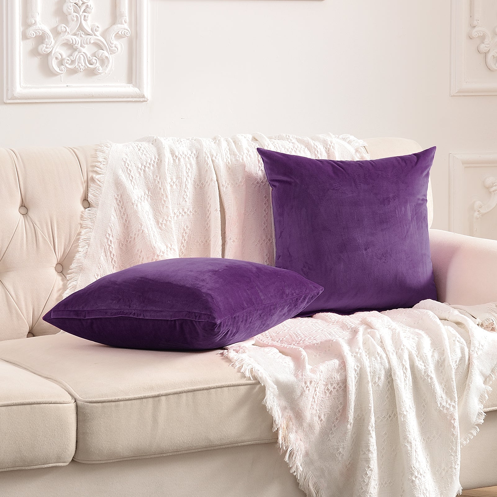 Velvet Throw Pillow Cover - Soild Color