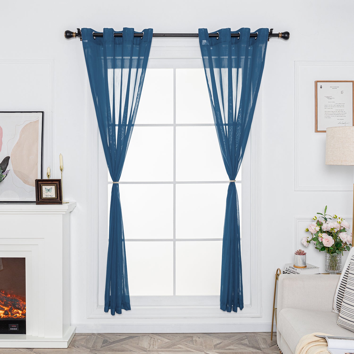 Soild Color Sheer Curtain Panel - Grommet