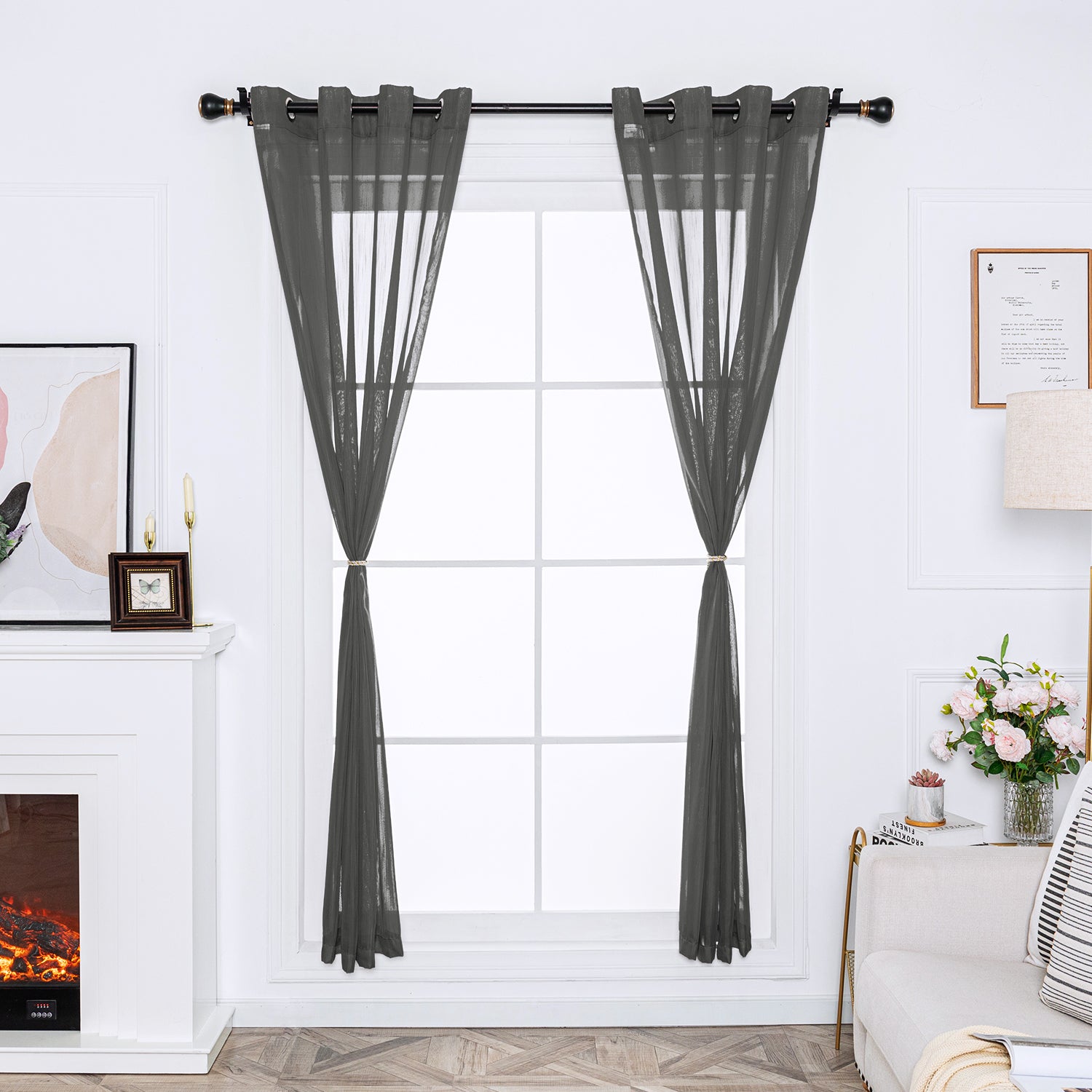 Soild Color Sheer Curtain Panel - Grommet