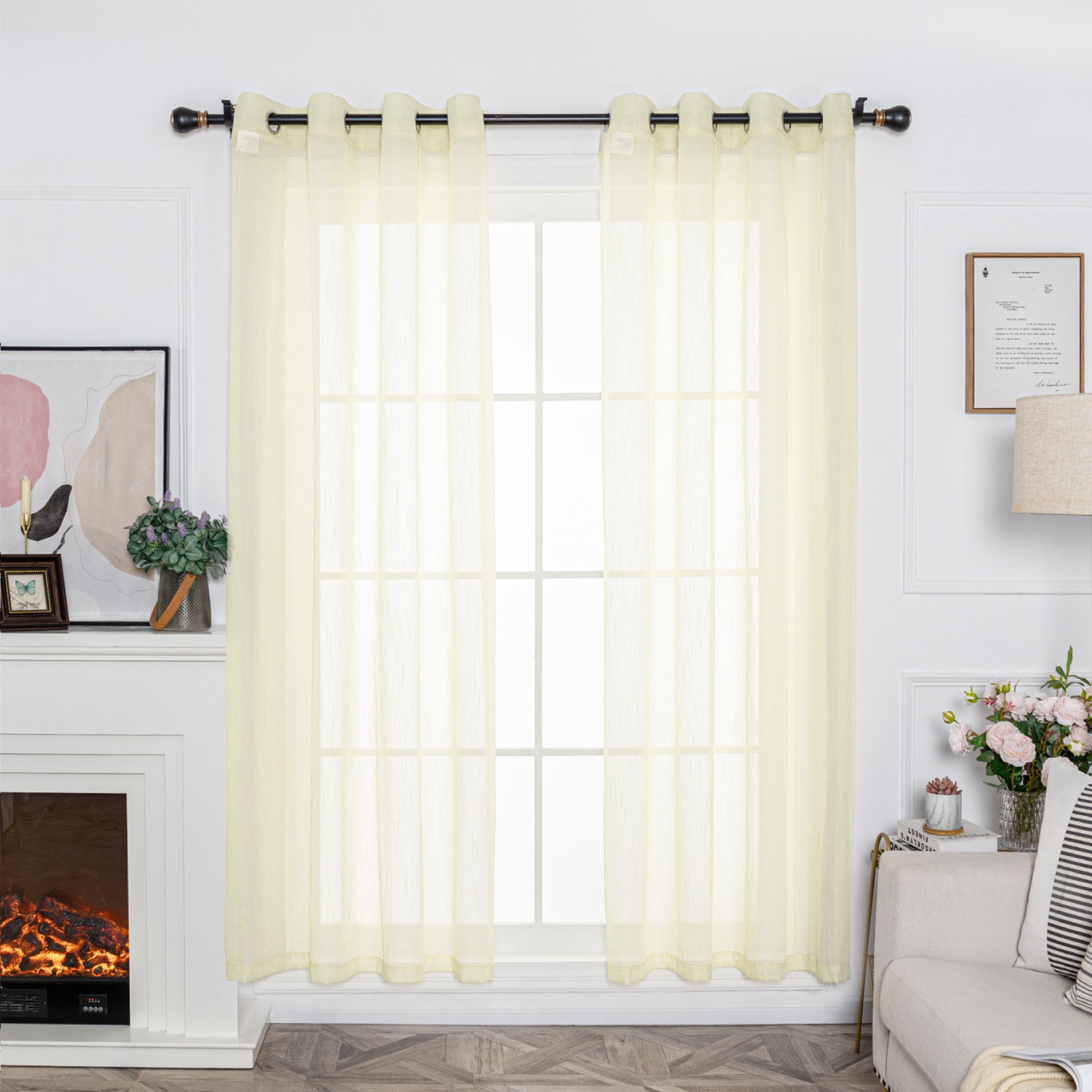 Soild Color Sheer Curtain Panel - Grommet