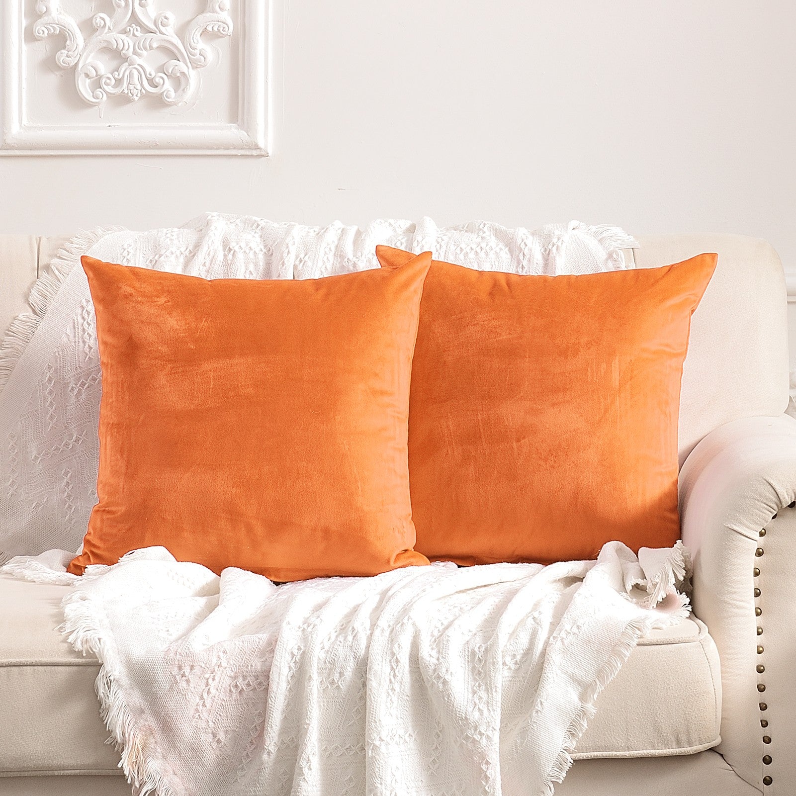 Velvet Throw Pillow Cover - Soild Color