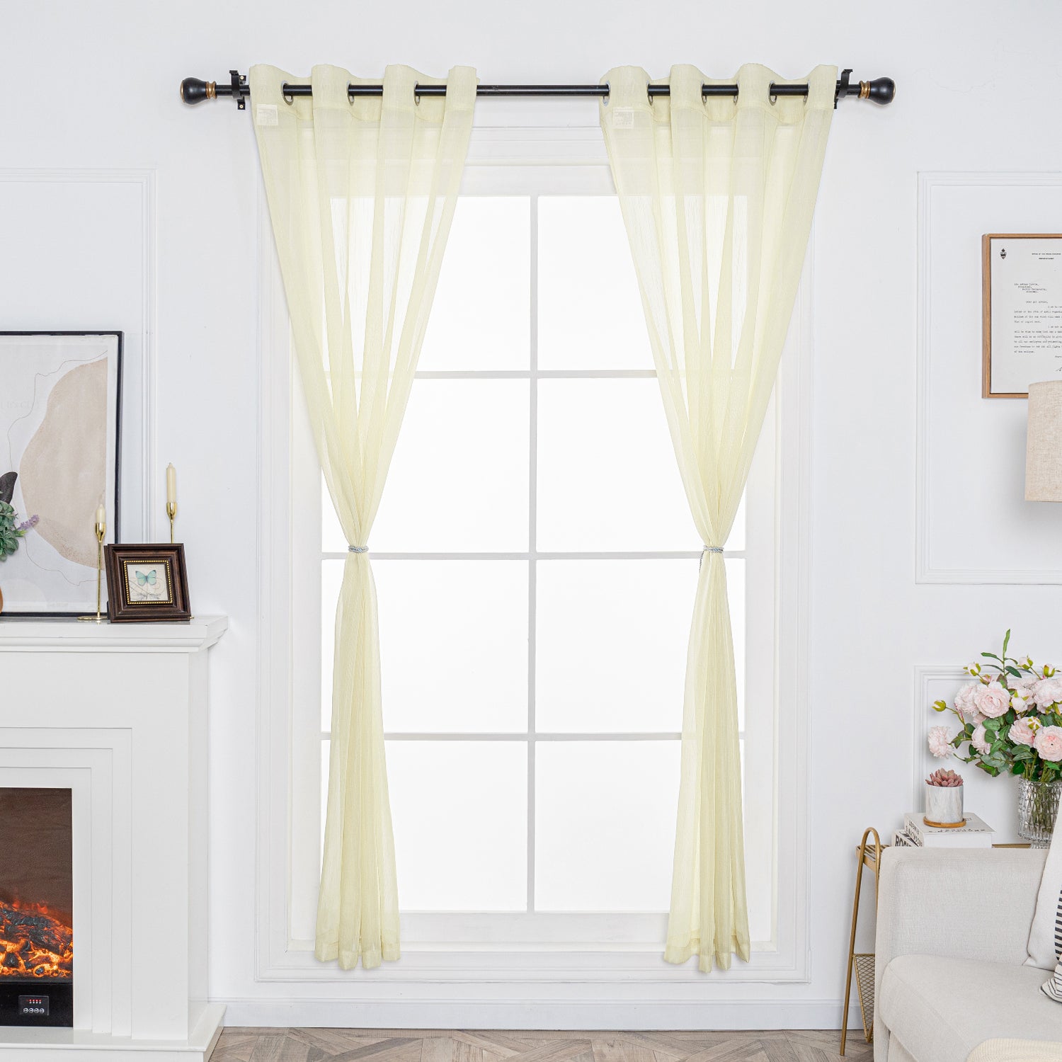 Soild Color Sheer Curtain Panel - Grommet