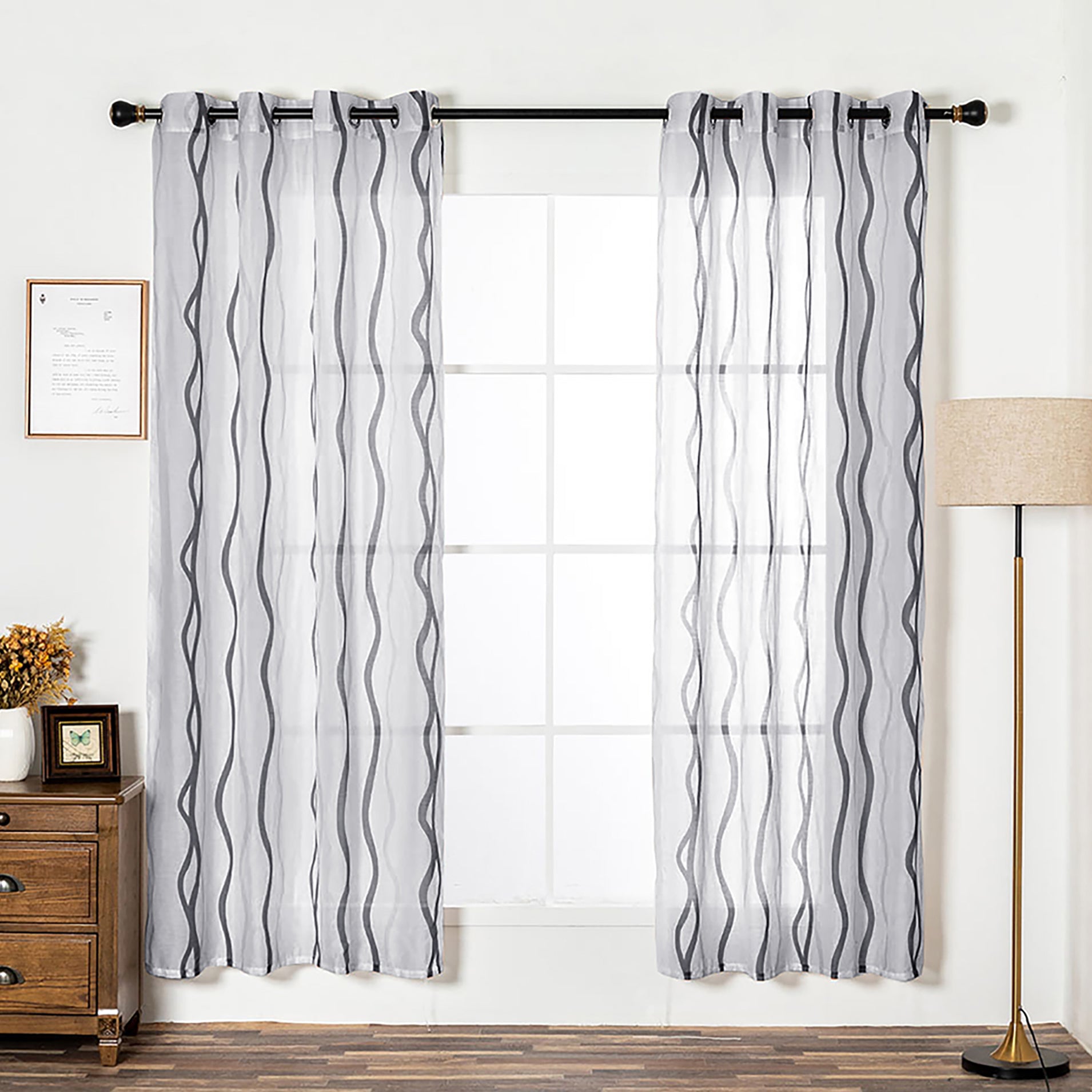 Semi Sheer Curtain Panel - Grommet