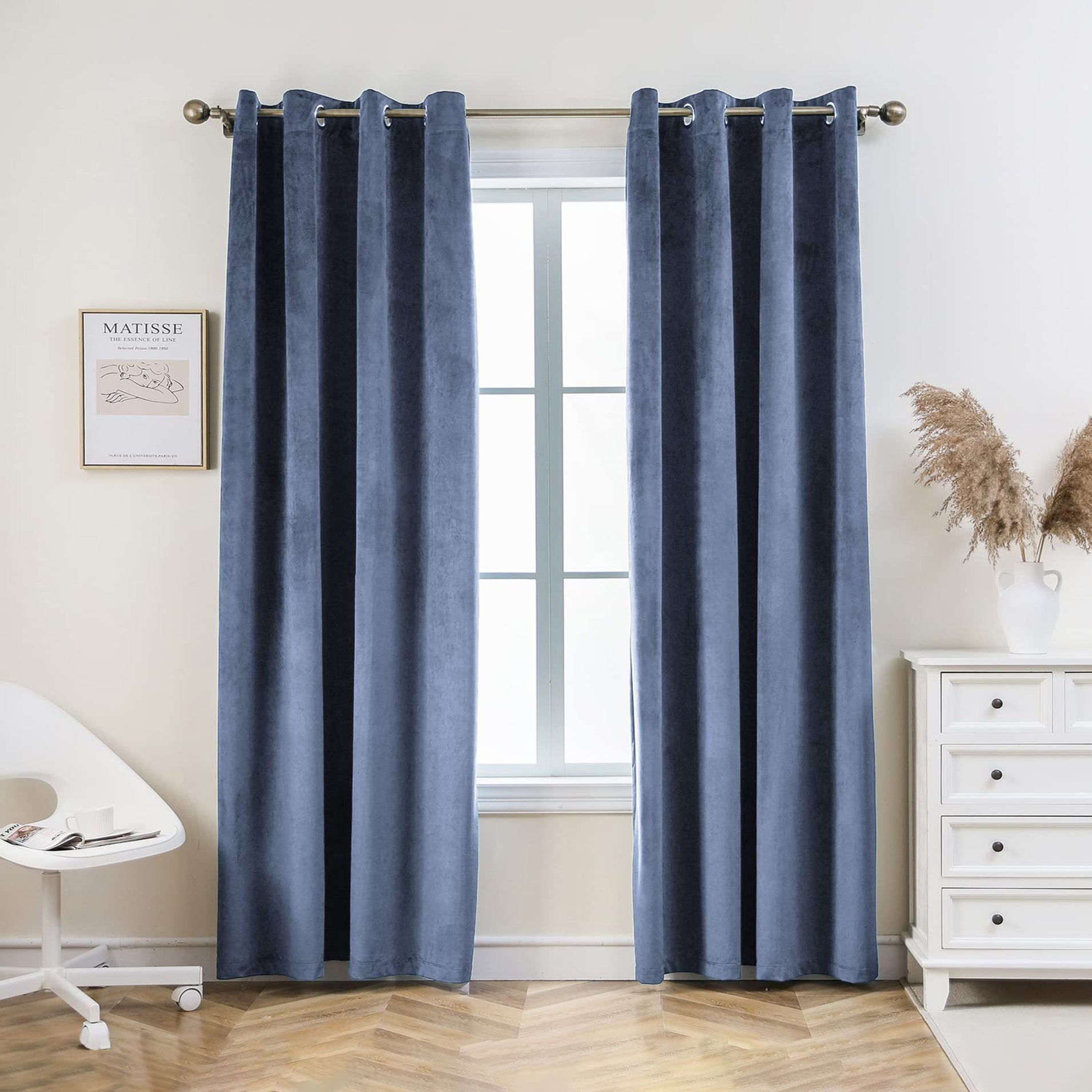 Solid Color Blackout Velvet Curtain Panel - Grommet