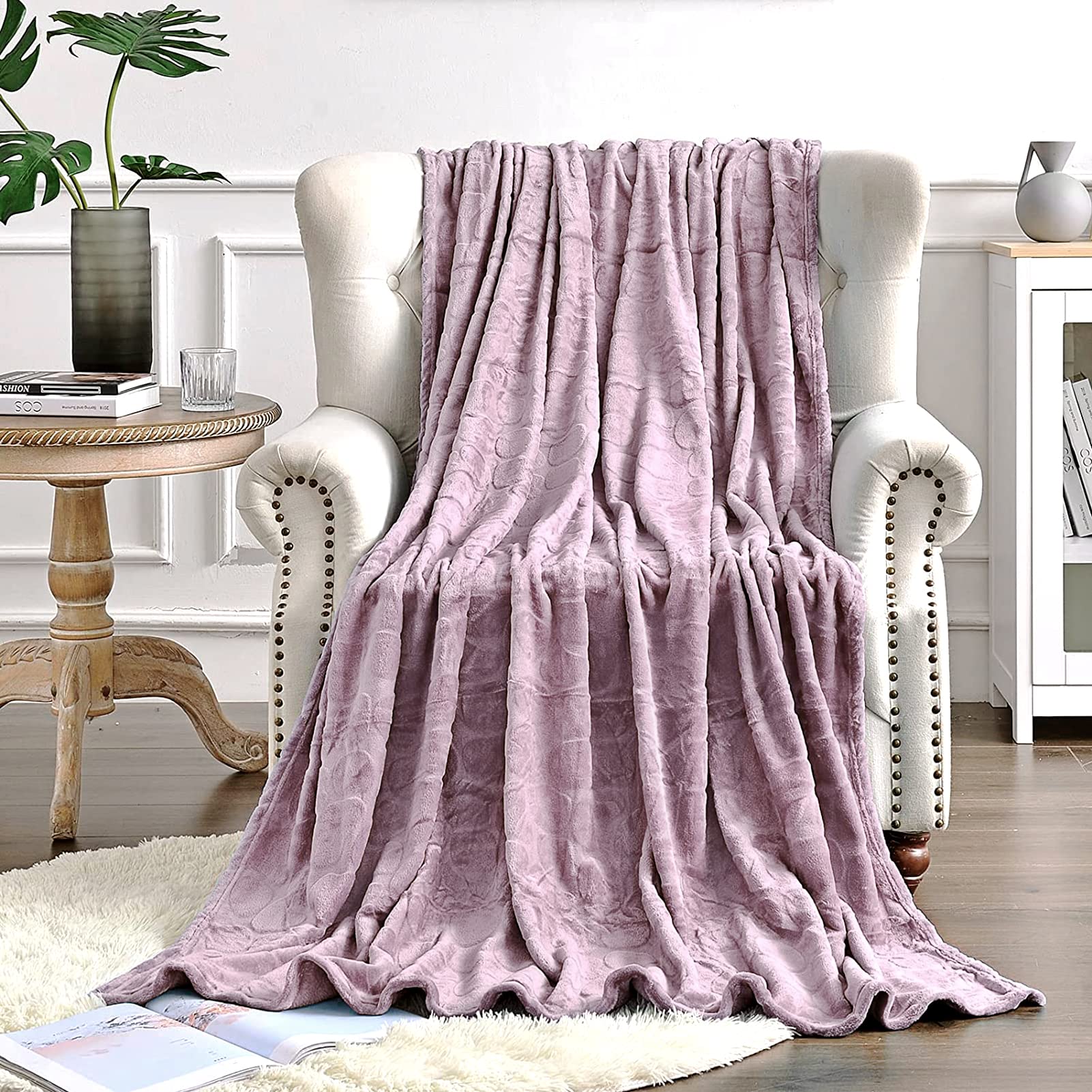 Flannel Fleece Throw Blanket - Stone Print